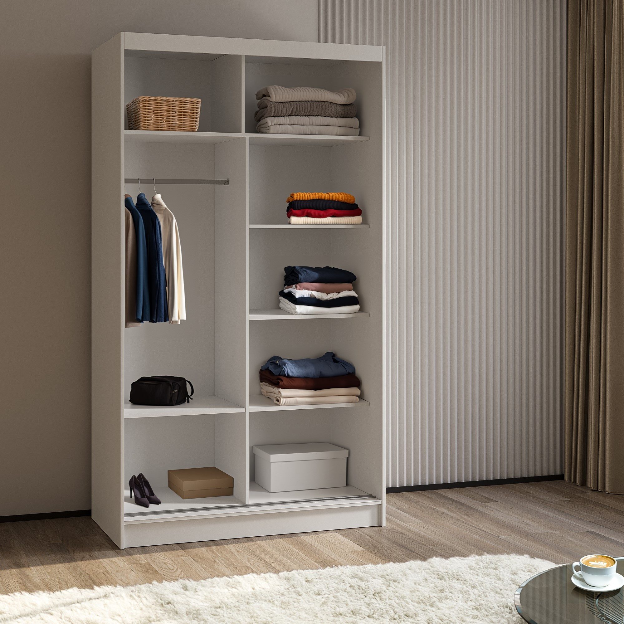 Masseno Schwebetürenschrank ELEGANZA 120 cm Kleiderschrank rot 2 Türen Schlafzimmerschrank