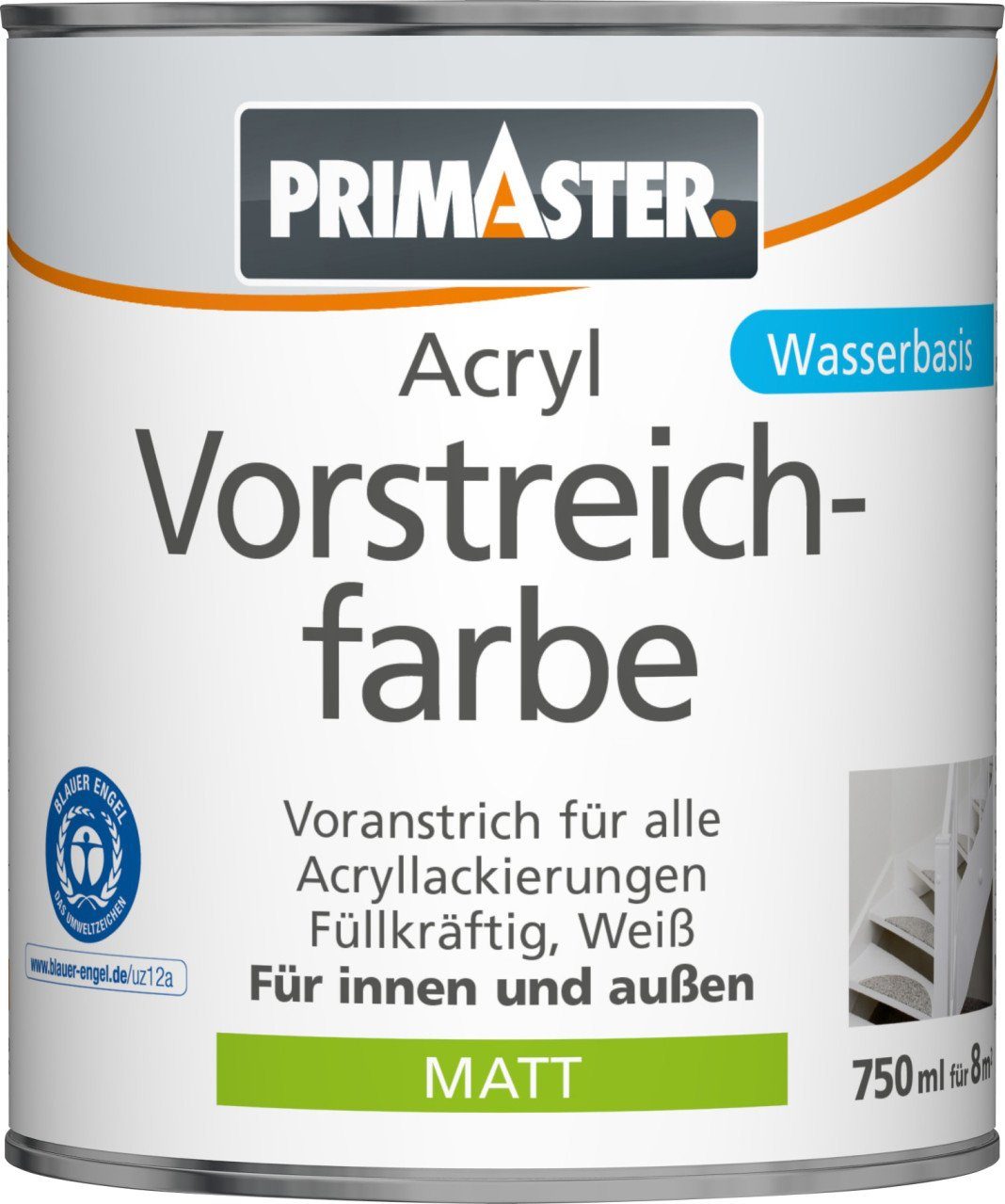 Grundierfarbe Primaster Acryl Vorstreichfarbe 750 ml weiß matt