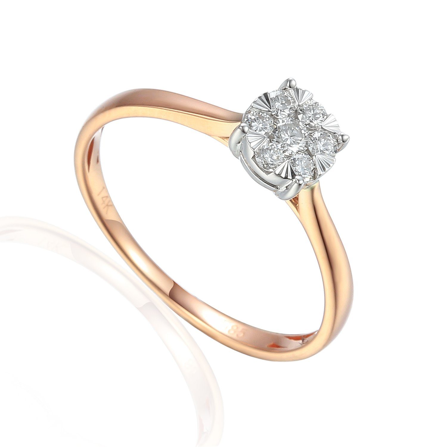 Stella-Jewellery Solitärring 585er Rotgold Solitärring Diamant 0,18 ct. Gr. 54 (inkl. Etui), mit Brillant 0,05ct. - Poliert