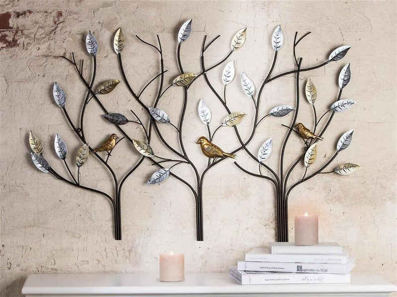 GILDE Bild Gilde Metall Rel.3 Bäume mit Vögeln VE 2 (B x H x