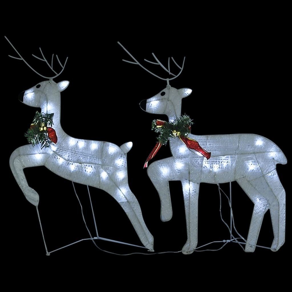 möbelando cm Abmessungen Weiß. Mesh, 40 (H) aus LEDs 3013528 (2er-Set), 64 Weihnachtsfigur in mit Metall