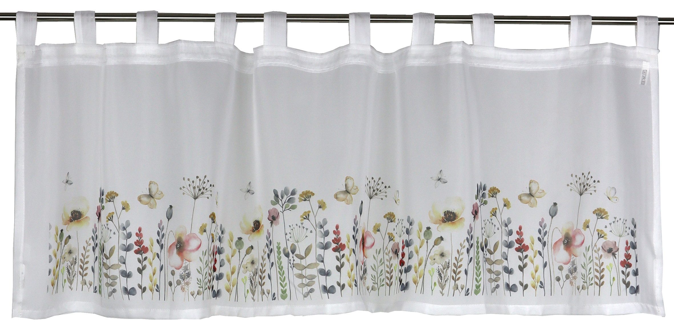 EXPERIENCE Scheibengardine Scheibengardine Schlaufenpanneaux Blumen Digitaldruck 45x135 cm, Schlaufen, transparent, Voile