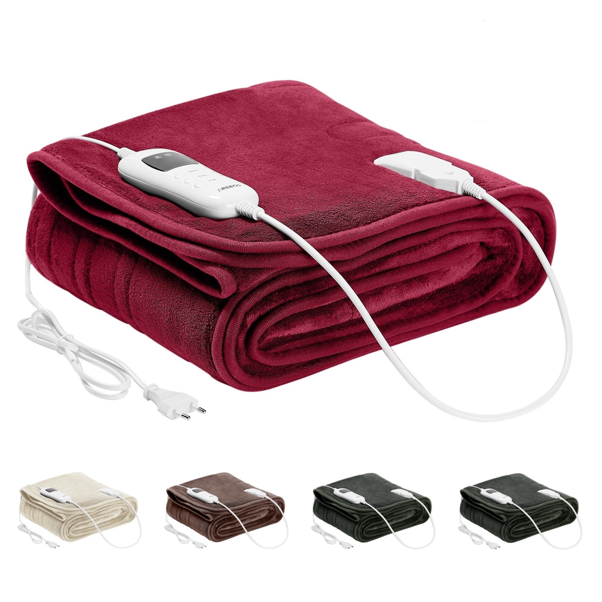 Arebos Heizdecke elektrisch Wärmedecke, Kuscheldecke, 160 x 120 cm, in 5 Farben, Stück, 1-tlg., Überhitzungsschutz, Abschaltautomatik, Vorheizfunktion