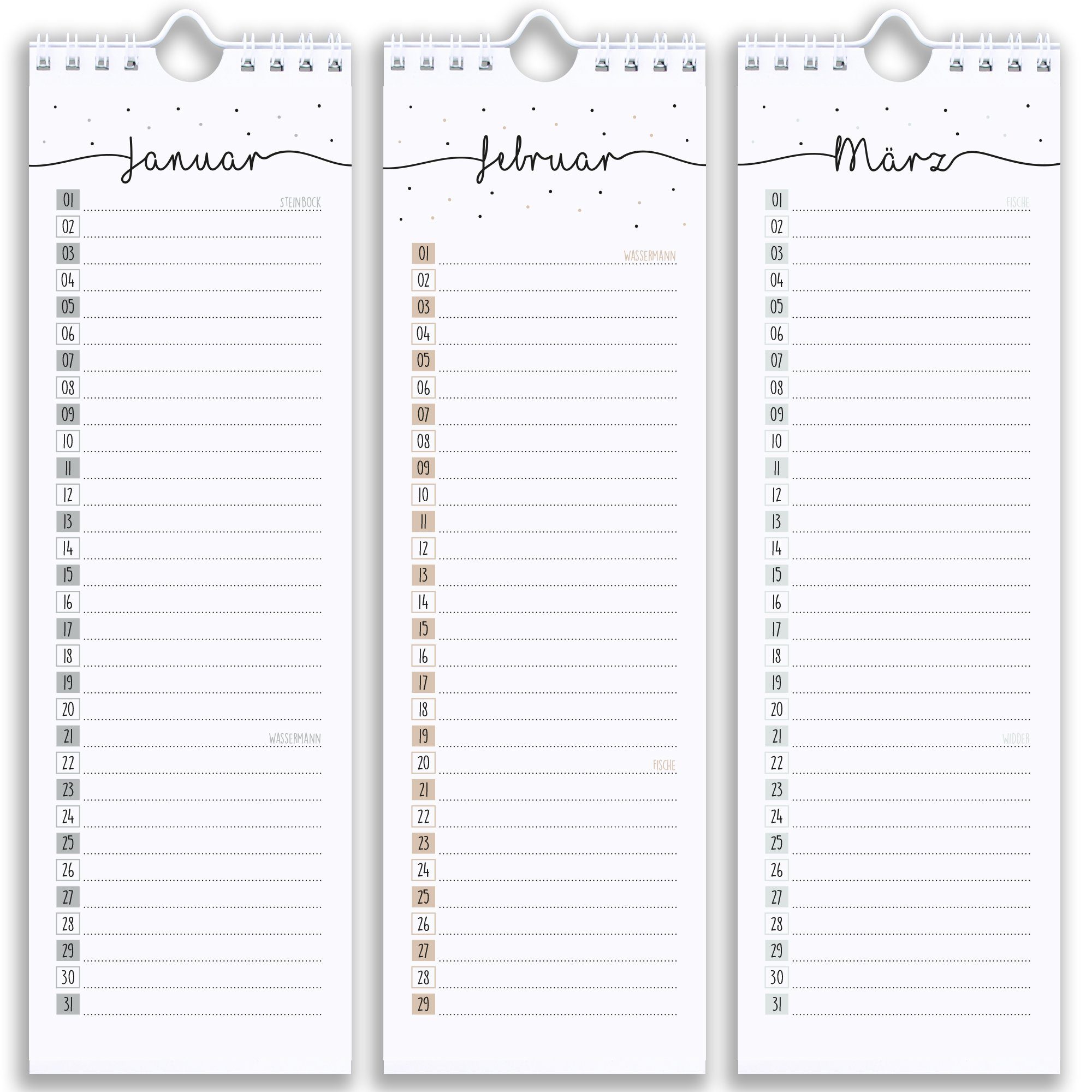 CUPCAKES & KISSES Geburtstagskalender Immerwährender Wandkalender