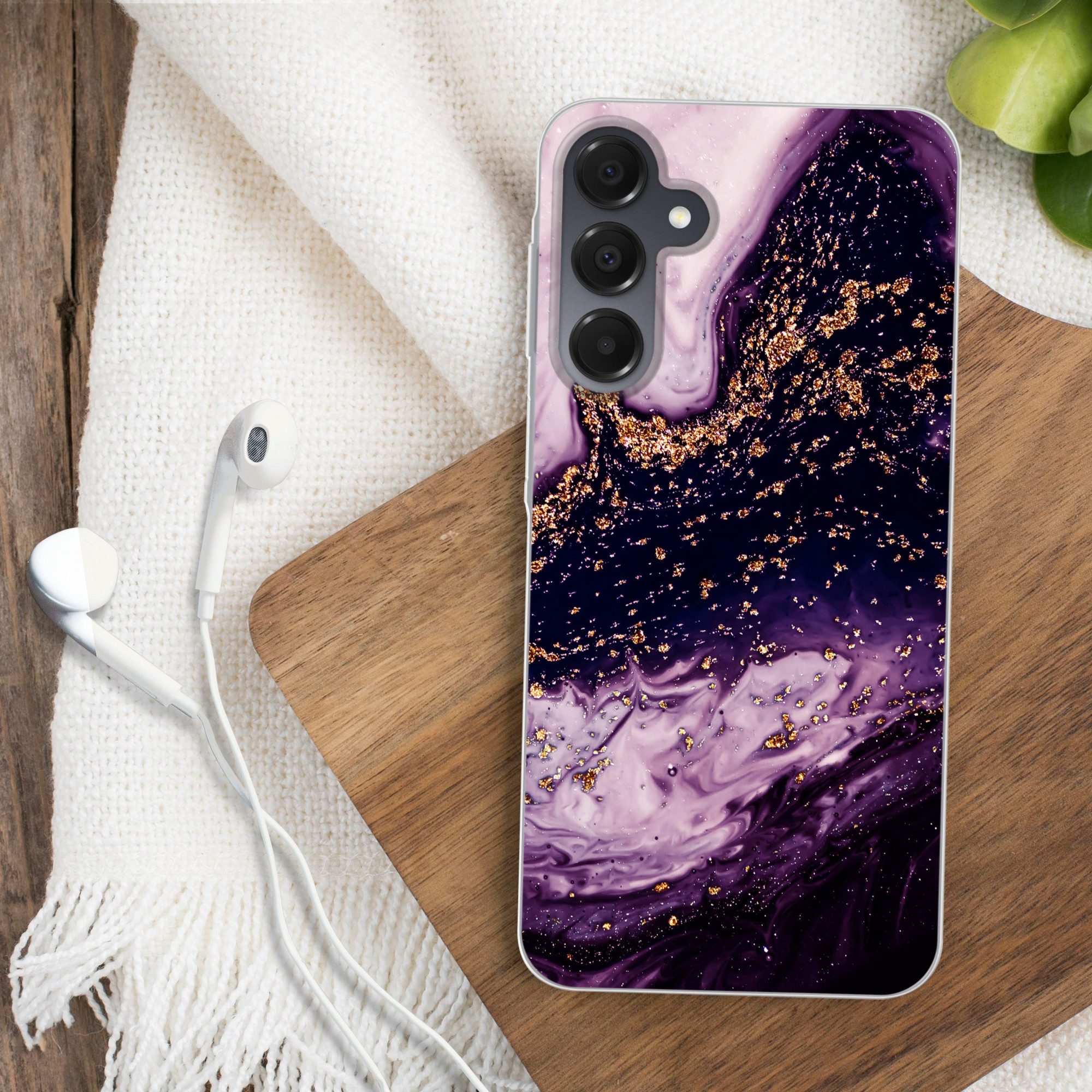 MuchoWow Handyhülle für Samsung Galaxy A16 5G Marmor - Gold - Naturstein, Phone Case, Silikon, Schutzhülle Dünn