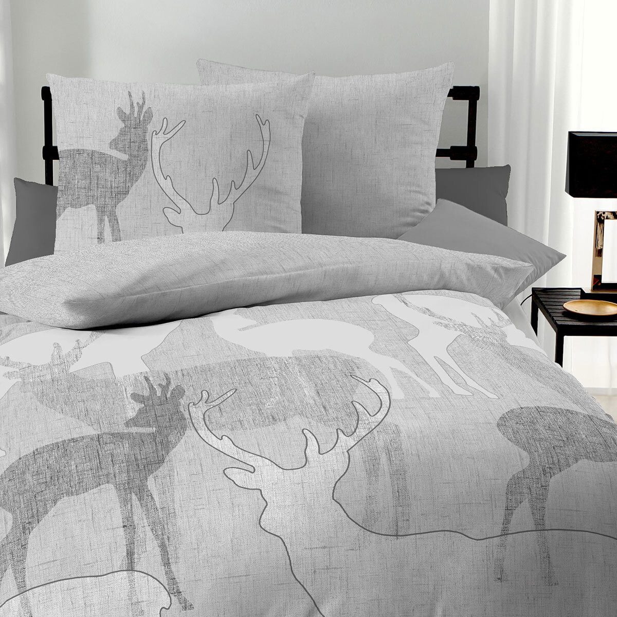 TRAUMSCHLAF Bettwäsche Hirsche, Biber, 2 teilig, wunderbar kuschelige Biber günstig online kaufen