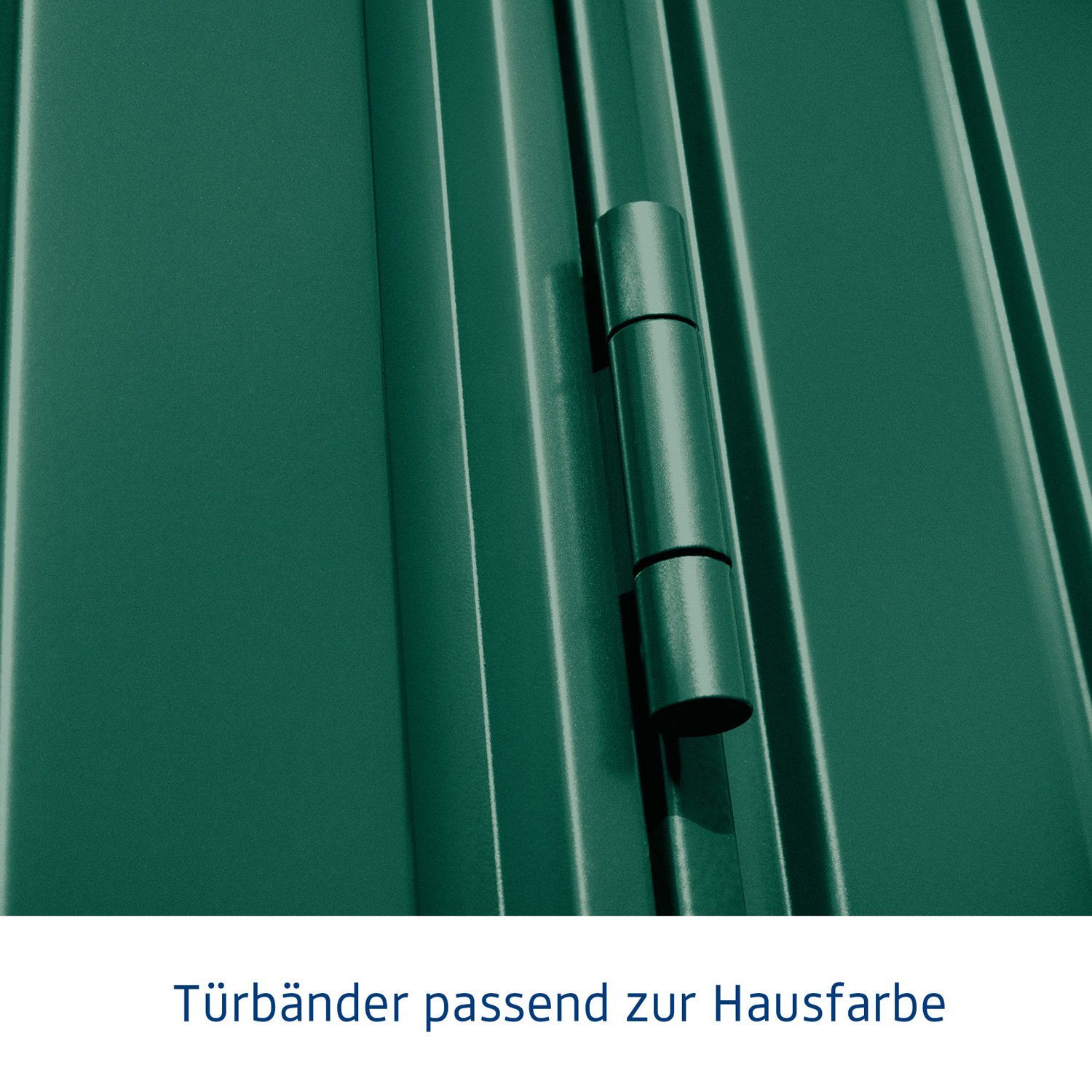 Hörmann Trend mit Gerätehaus Pultdach Ecostar Metall-Gerätehaus 1-flüglige Tür 3, Typ moosgrün
