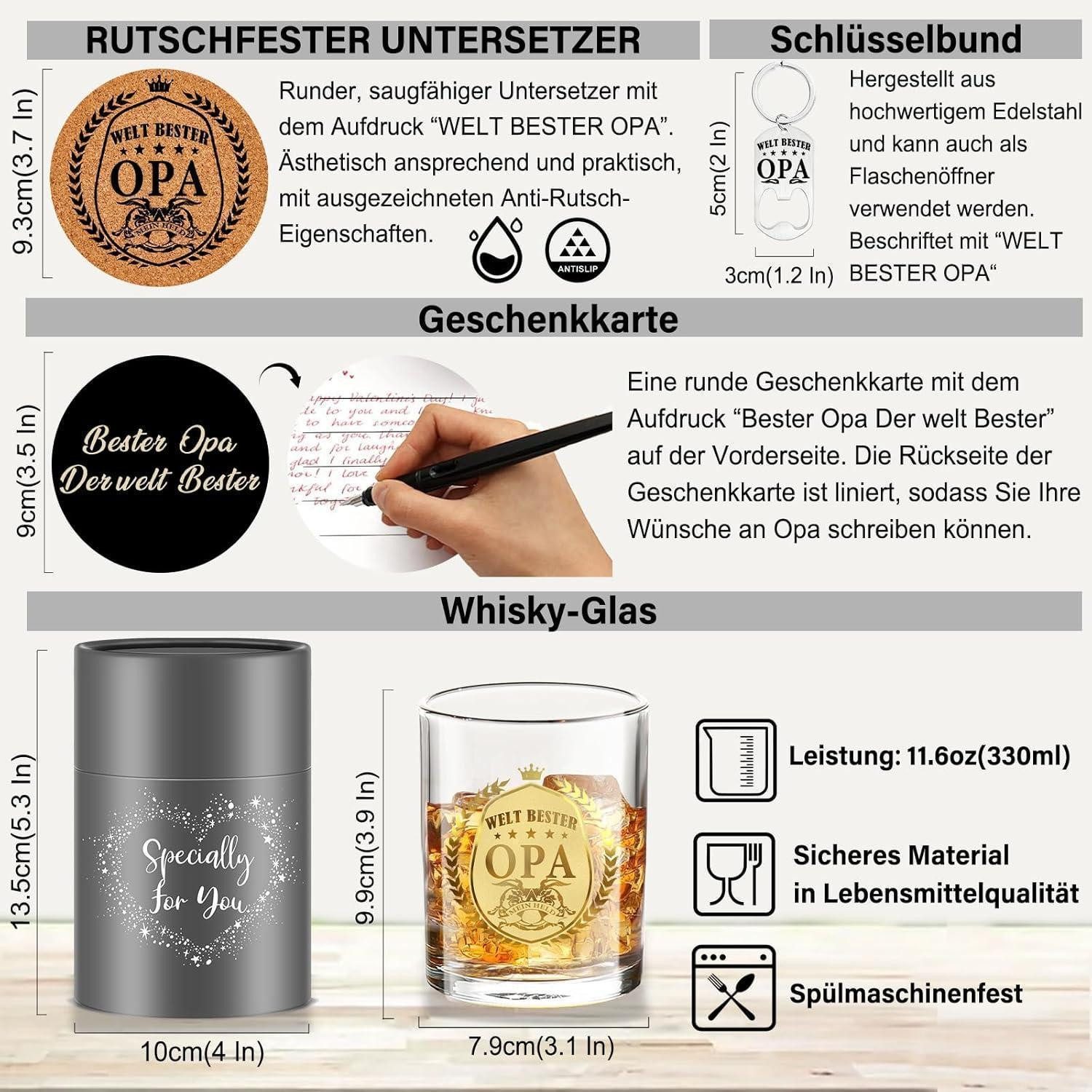 LuxusKollektion Whiskyglas Whiskygläser Geschenk personalisierte Opa Geburtstag Opa Whiskyglas