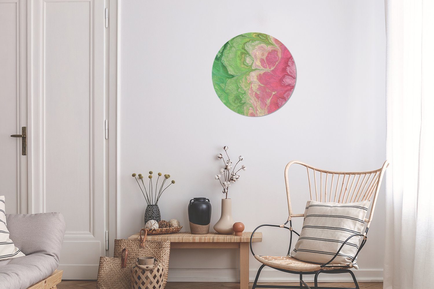 MuchoWow - Forex, Wandbild, Gemälde 30x30 Wanddekoration Farbe Psychedelisch, - Wohnzimmer, Kreis Kunst St), Rundes (1 cm