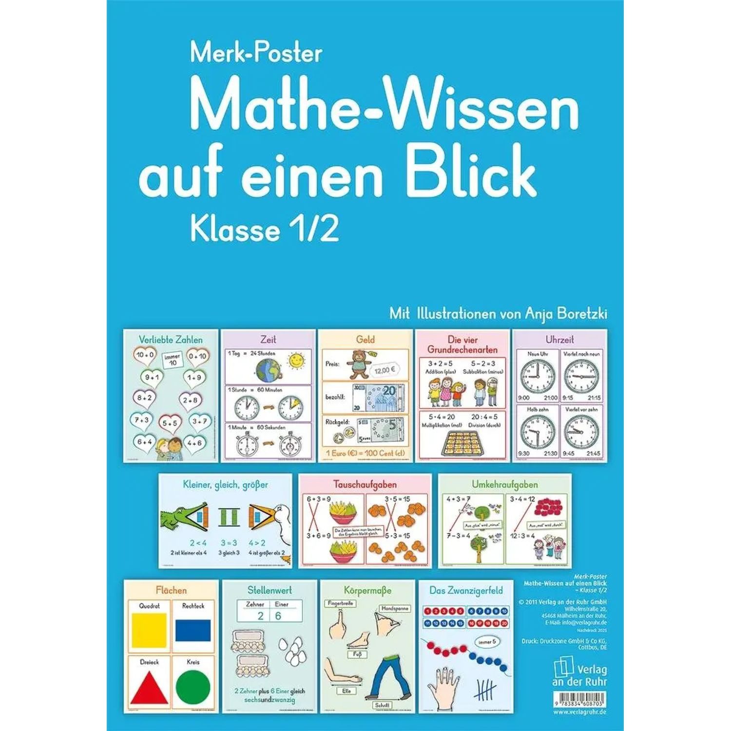 Verlag an der Ruhr Poster Merk-Poster Mathe-Wissen auf einen Blick Klasse 1/2
