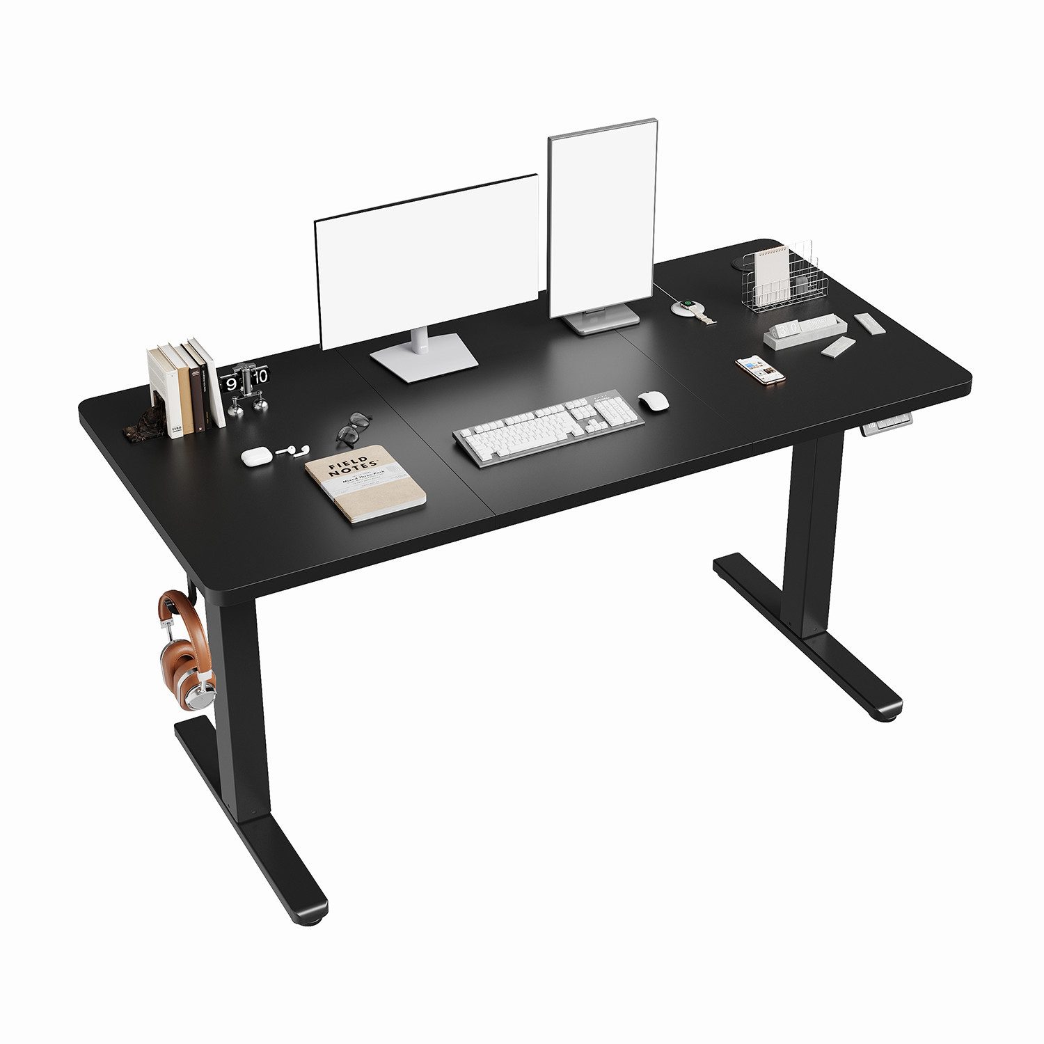 Furnicopia Schreibtisch Höhenverstellbarer Schreibtisch 120/140/160CM mit Kabelmanagement (Ergonomischer Computertisch für Homeoffice mit leisem Einzelmotor (50 dB), 4-Tasten-Handsteuerung mit 2 Memory-Positionen, einfache Montage in ca. 30 Minuten)