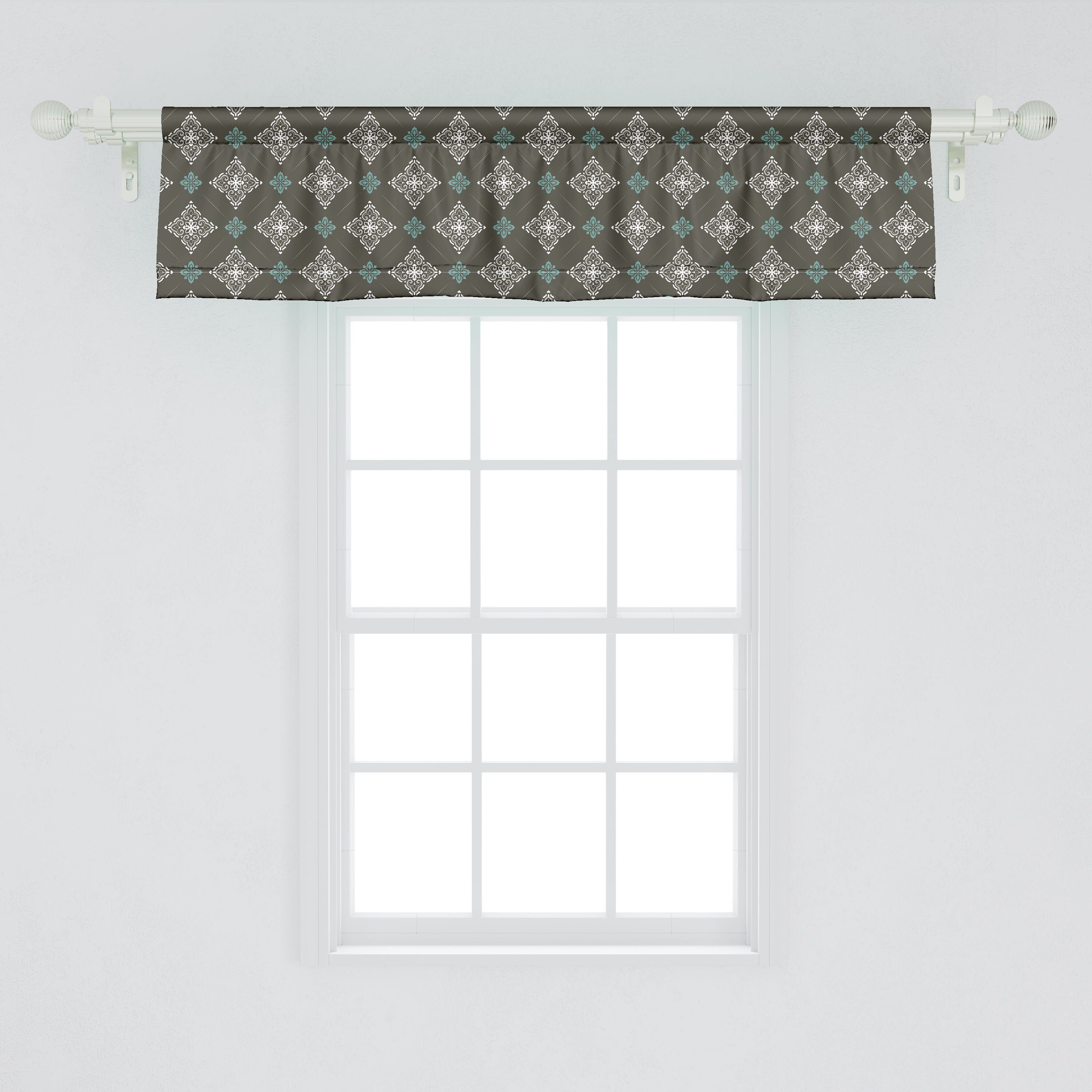 Scheibengardine Vorhang Volant für Schlafzimmer Küche Symmetrische Victorian Stangentasche, Microfaser, Dekor Rokoko Abakuhaus, mit Damast