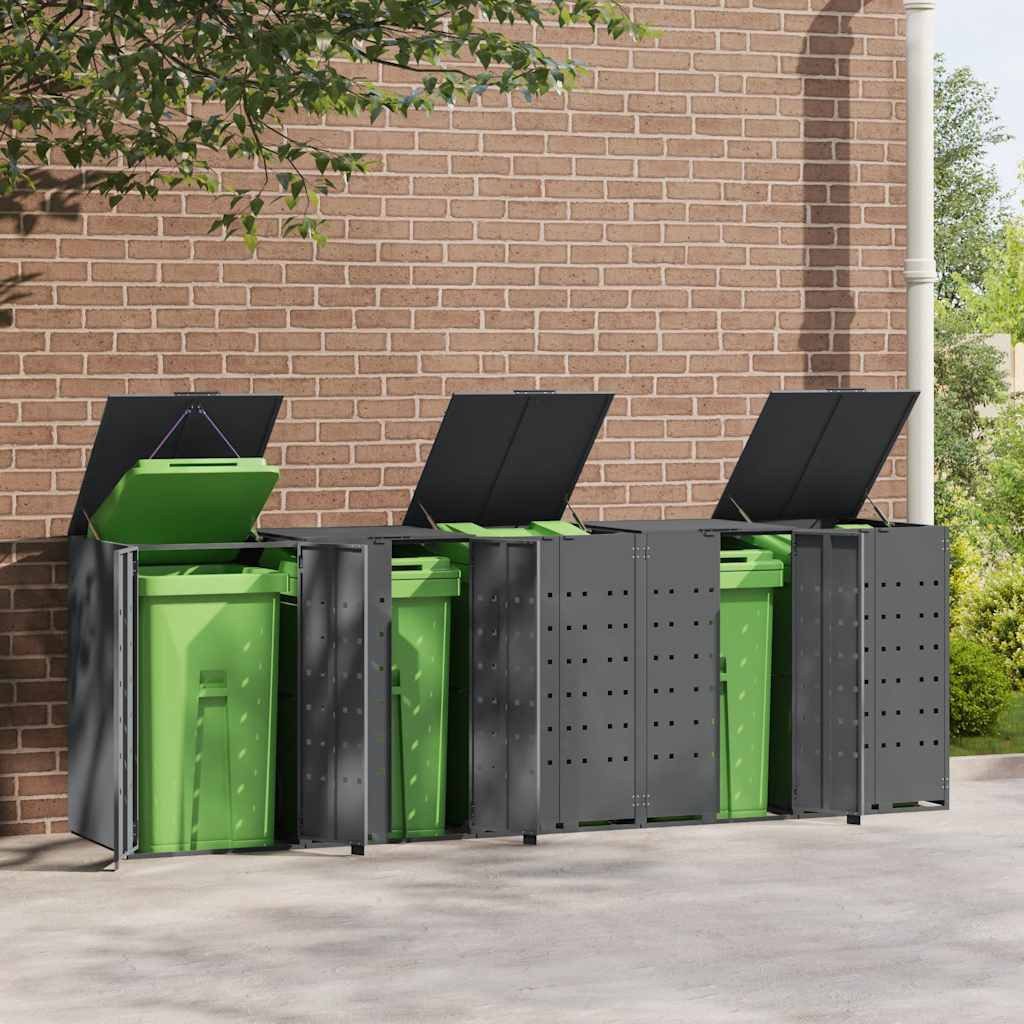 vidaXL Mülltonnenbox Mülltonnenbox für 5 Tonnen Anthrazit 345x79x117 cm Stahl