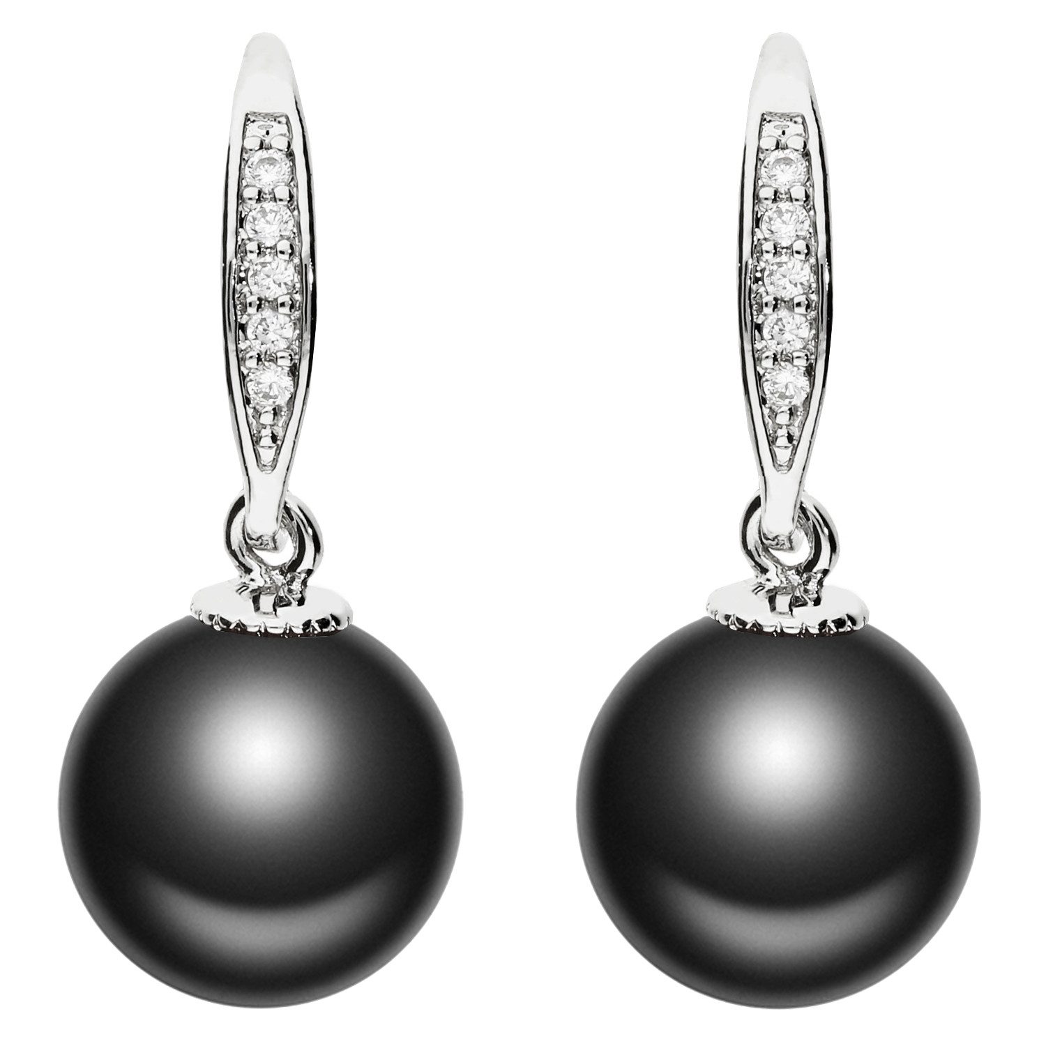 LÖB Серьги из бисера Серьги Hängend Zirkonia Tropfen Perlen Серьги из бисера silber schwarz (Geschenke für Frauen Beste Freundin Mutter Mama Damen zum Geburtstag Weihnachten Weihnachtsgeschenke, Inkl. Schmuckbox), Damen Серьги Stein Perlenanhänger Anhänger Brautschmuck Tropenform