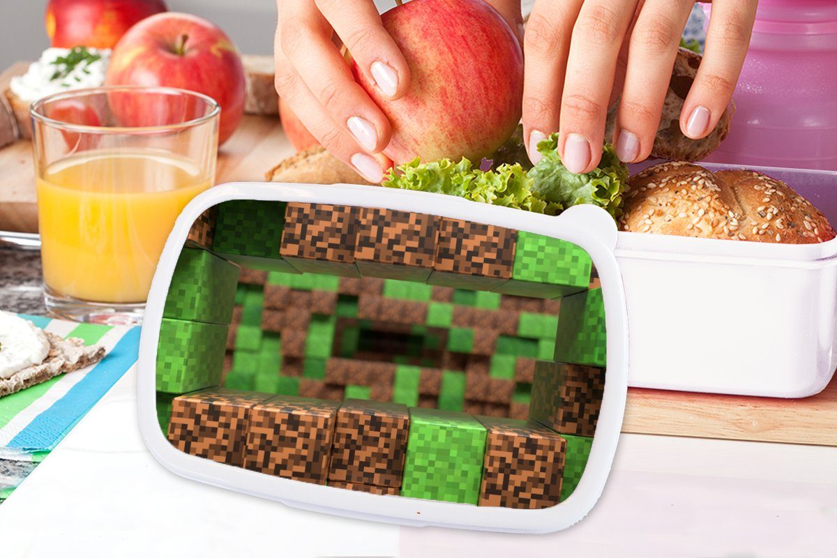 Brotbox weiß - Lunchbox Blöcke und Kunststoff, (2-tlg), für für Spiele Spiele Kinder Brotdose, - Kinder, MuchoWow und Erwachsene, Jungs Mädchen -