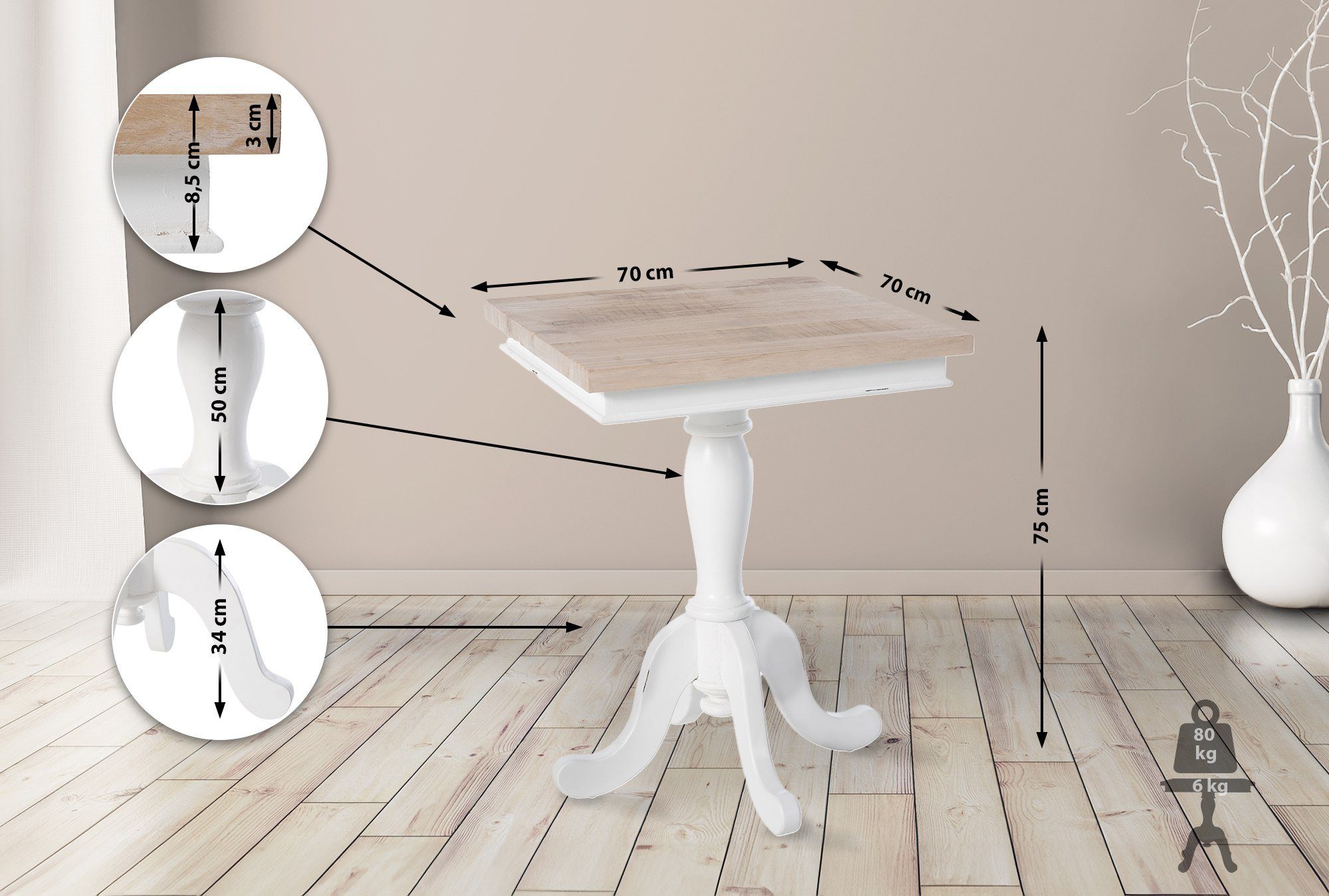 CLP Beistelltisch Goa, Massivholzplatte günstig online kaufen