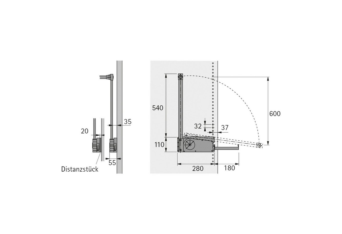 Thumbnail - Hettich Möbelbeschlag Kleiderlift Duo Lift 10 Alu-Finish