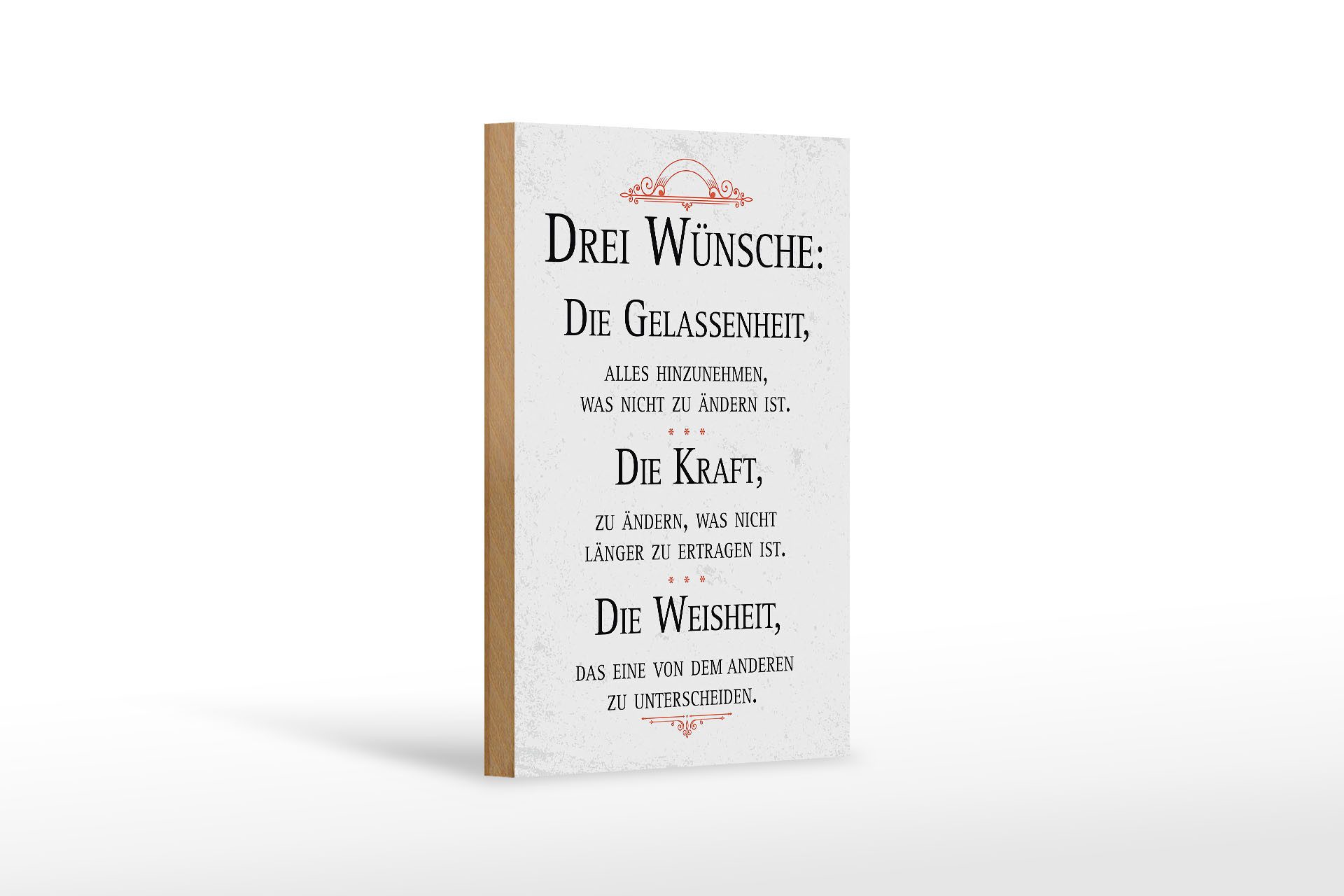 Femer GmbH Holzbild Spruch Drei Wünsche Gelassenheit Weisheit 12x18 cm, Spr günstig online kaufen