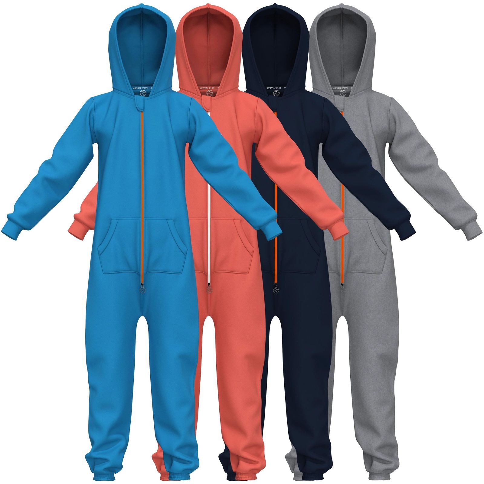 Gradnetz Jumpsuit Kinder Jungen Mädchen Overall Onesie Anzug Kids (1-tlg) Bio-Baumwolle - Kinnschutz - Kuschelig-weich - elastische Bündchen