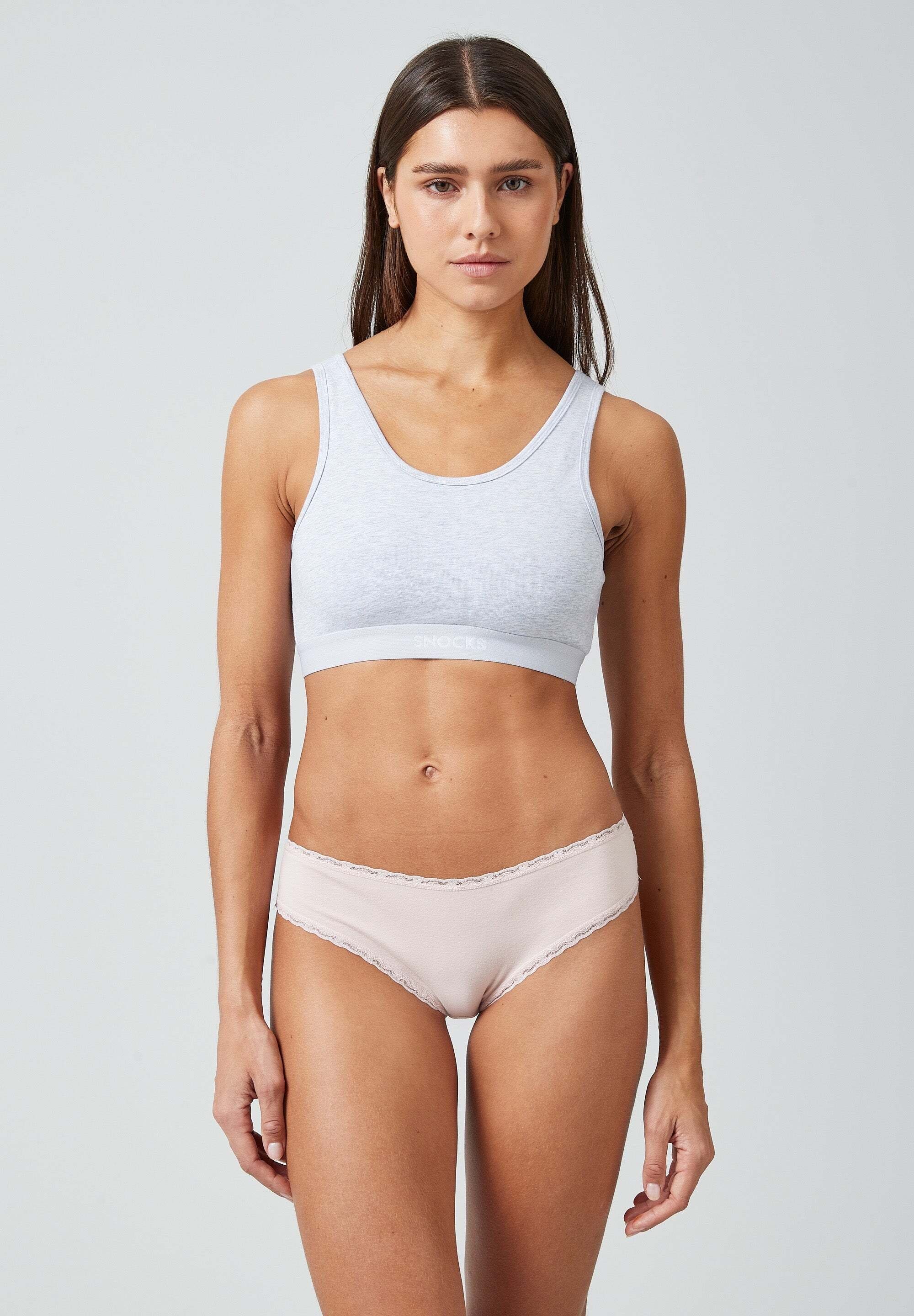 SNOCKS Brasilslip Damen Slip Unterhose (3-St) aus Bio-Baumwolle mit Spitze, bequem und elegant