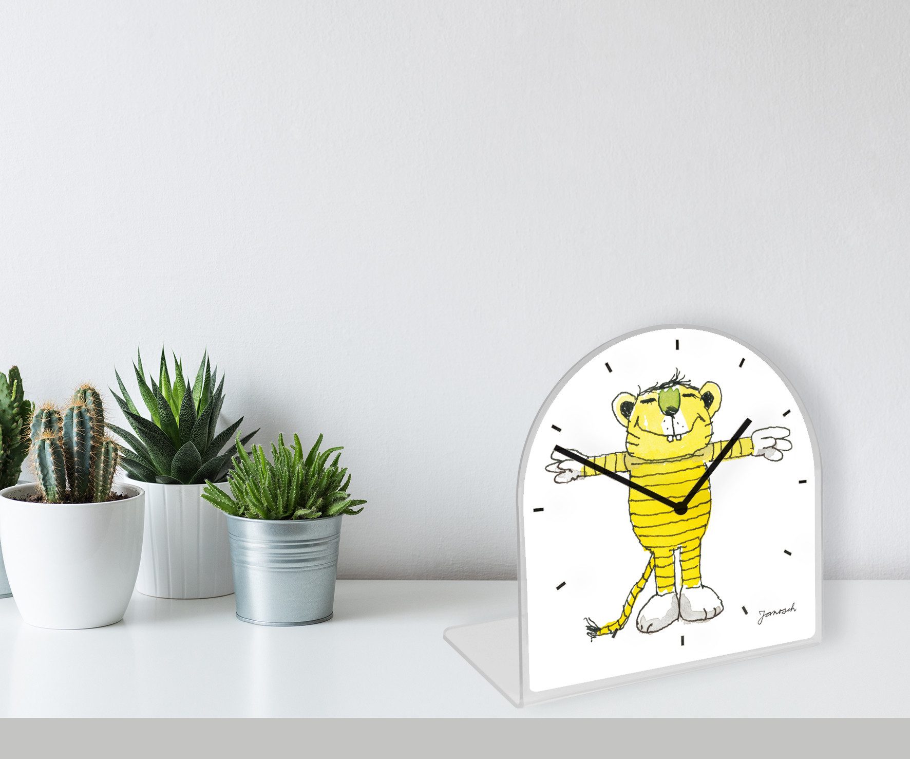 LuckyLinde Tischuhr Der kleine Tiger Janosch Tischuhr aus Acrylglas, Uhr, bedruckt, geräuschlos, modern