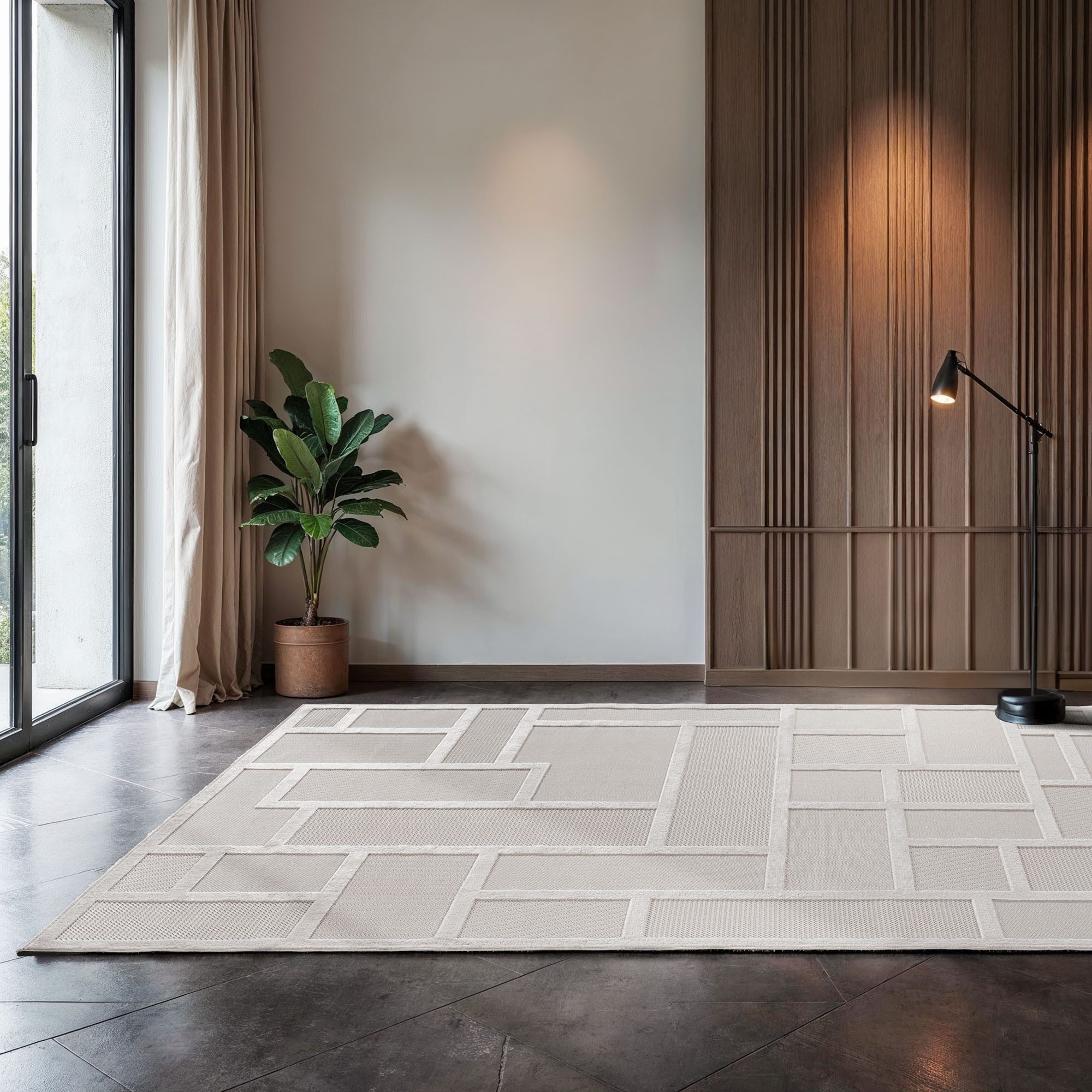 SIMPEX24 Designteppich Unicolor - Einfarbig, Rechteckig, Höhe: 4 mm, Indoor Outdoor Teppich Wetterfest 3D Optik Wohnzimmer Küchen Terrasse