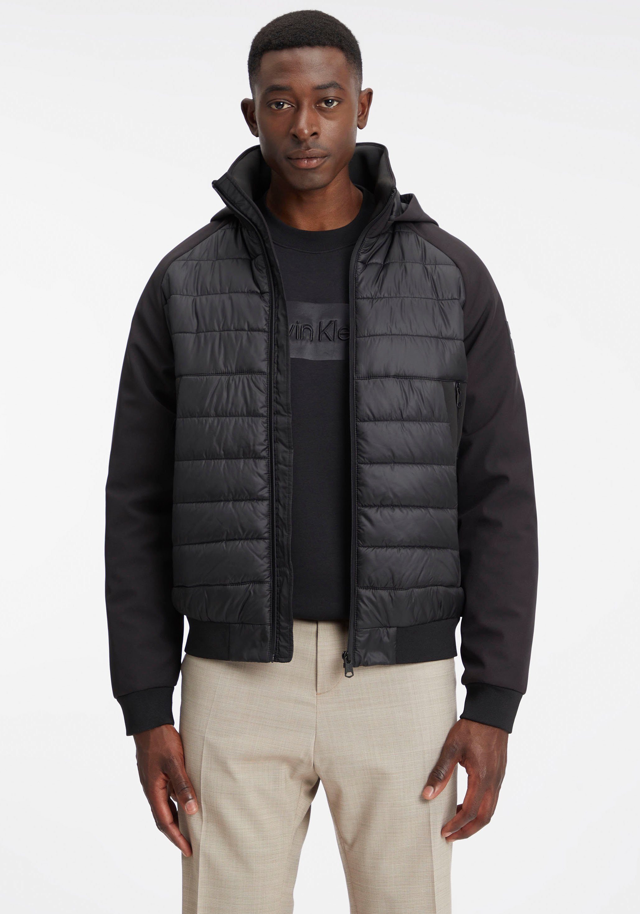 Calvin MEDIA Kapuze mit abnhembarer Ck Steppjacke ESSENTIAL Klein Black JACKET MIX