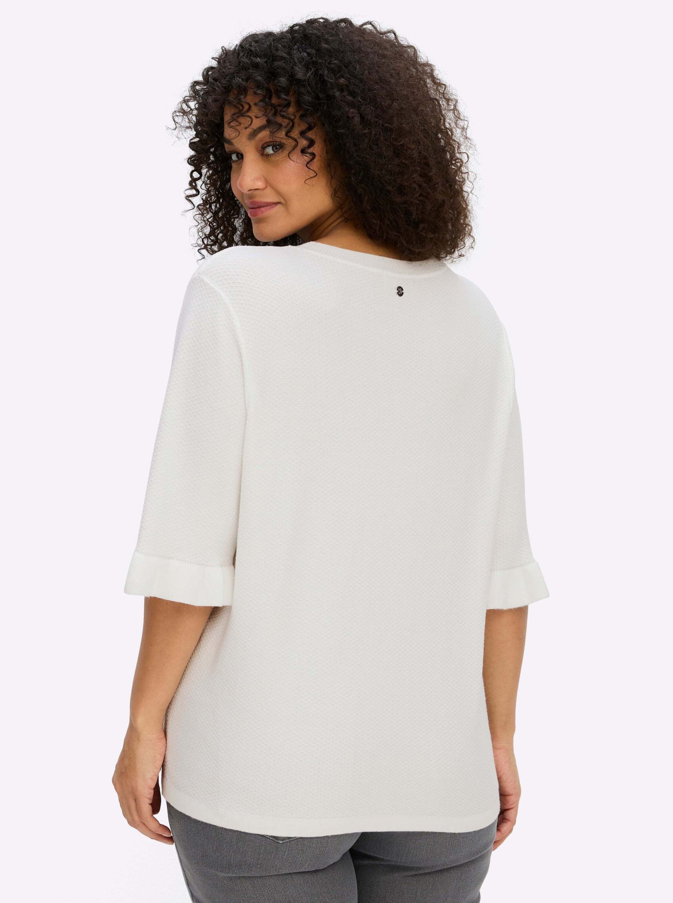 Sheego Strickpullover Kurzarm-Pullover Kurzarm Ajour