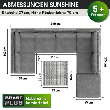 BRAST Gartenlounge-Set Sunshine für 5 Personen inkl. extra Dicke Kissen, TÜV geprüft Outdoor Loungemöbel Sitzgruppe Essgruppe Garnitur