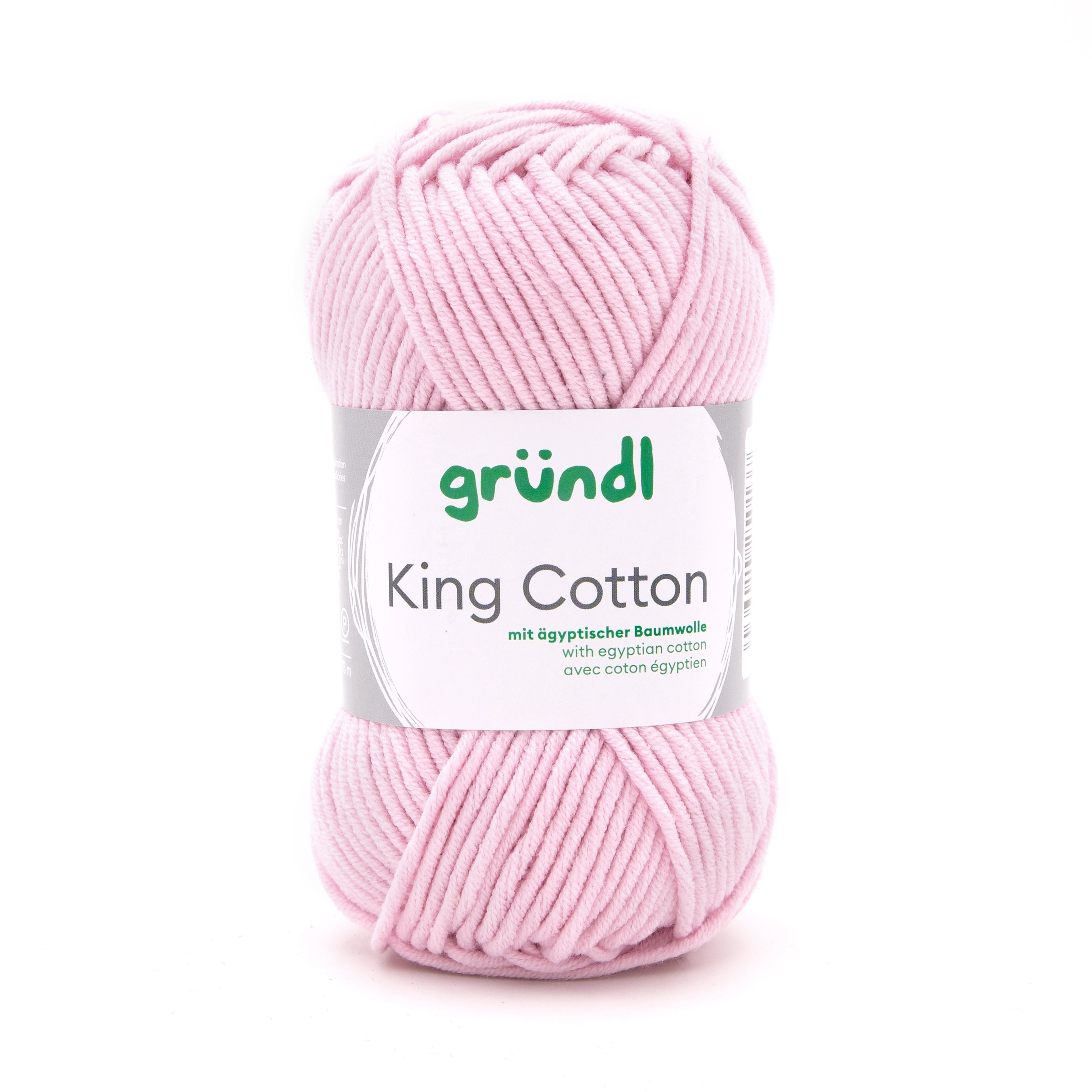 Gründl Wolle King Cotton Baumwollgarn Strickgarn Häkelwolle, 78,00 m (50g Handstrickgarn, Strickwolle, Baumwollmischgarn mit ägyptischer Baumwolle, zum Stricken und Häkeln für Nadelstärke 6 - 7 mm), mit Häkel - Anleitung zum download