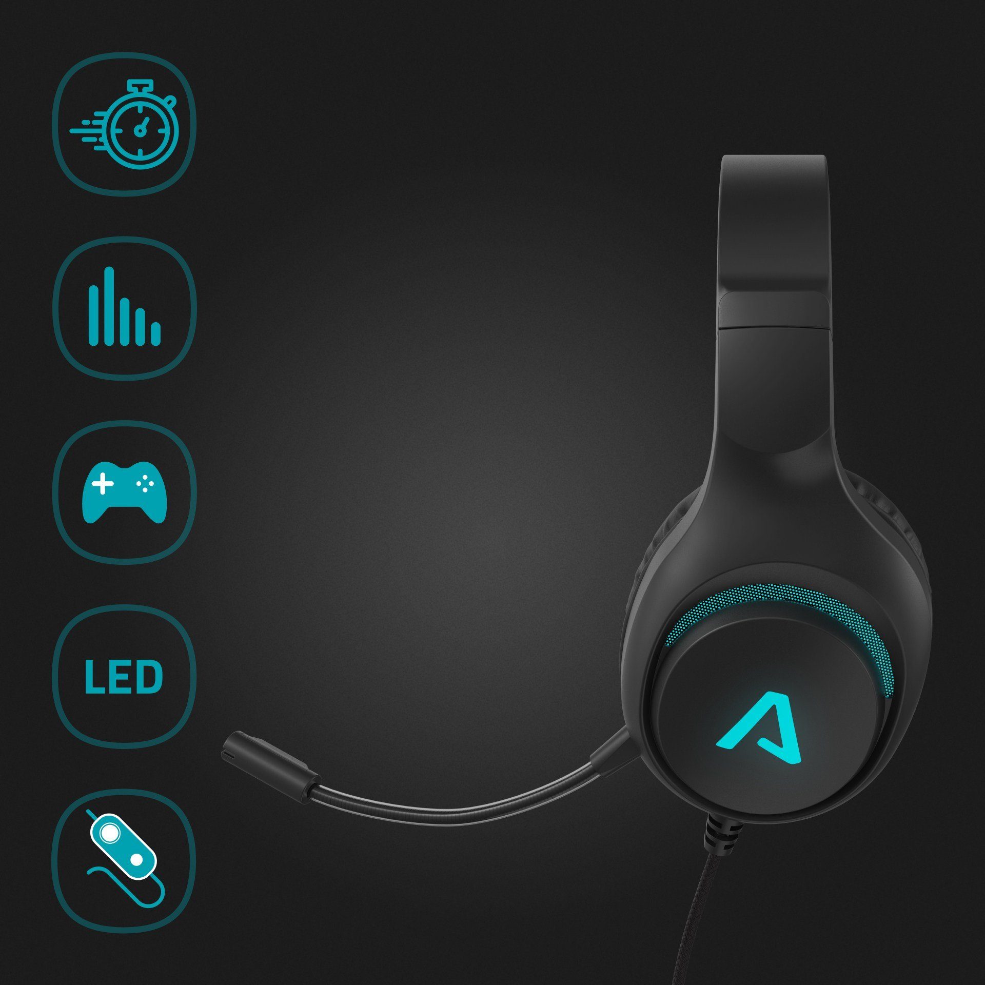 LAMAX Heroes Guard1, Kopfhörer, Hochwertiges Mikrofon Gaming-Headset (leichtes ergonomisches Design, einstellbares Mikrofon, Spielmodus)