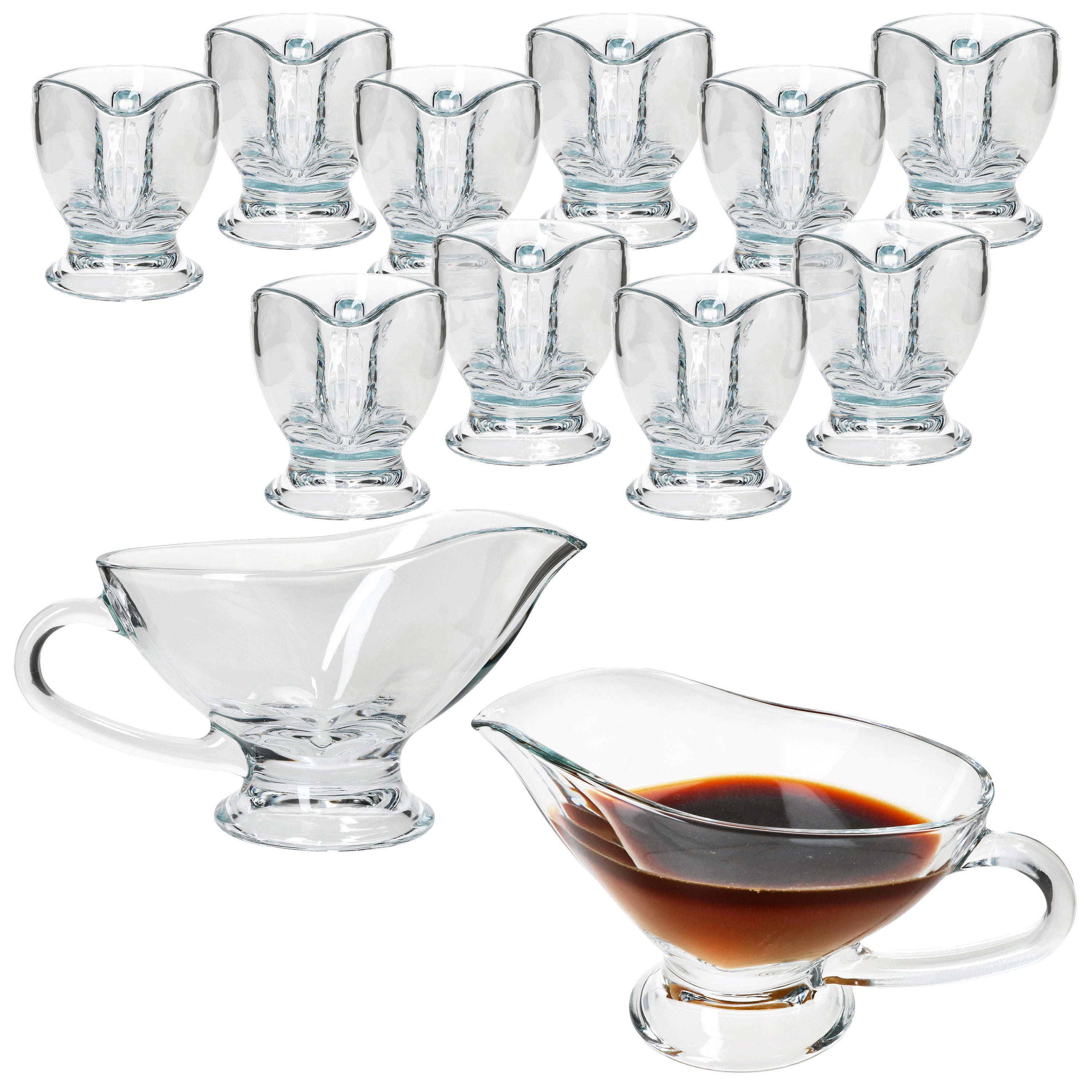 MamboCat Sauciere 12x Sauciere Gourmet 310ml aus Glas klar Tafelgeschirr Soßenschale, Glas