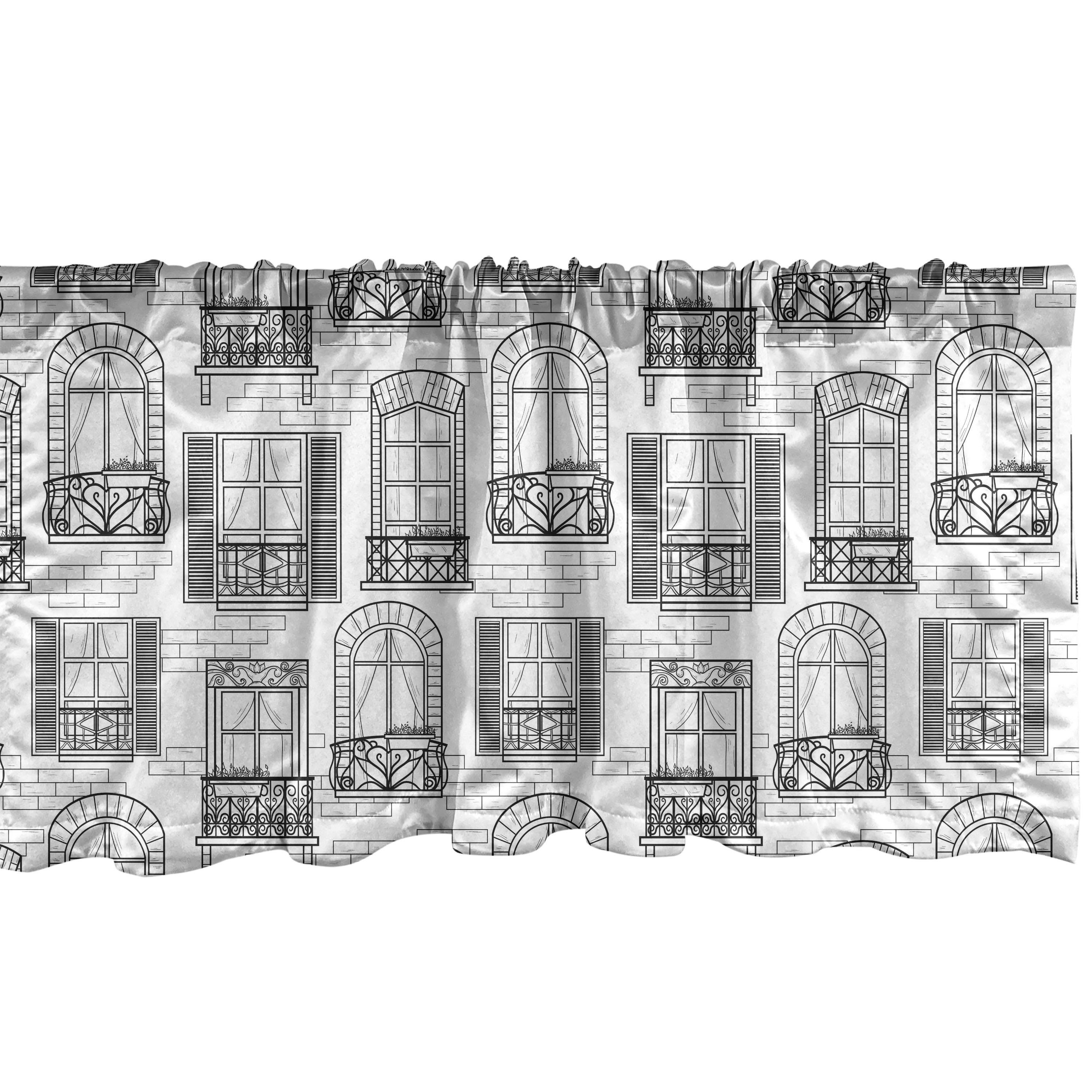 Scheibengardine Vorhang Volant für Küche Schlafzimmer Dekor mit Stangentasche, Abakuhaus, Microfaser, Geometrisch Wohngebäude