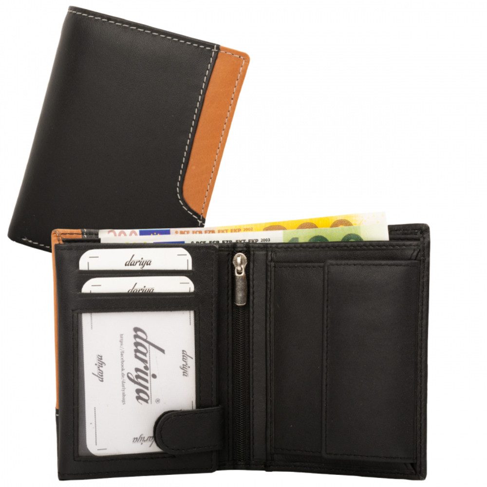 Geldbörse Geldbörse mit Innenriegel Nappa-Leder Kombibörse schwarz/cognac (1-tlg)