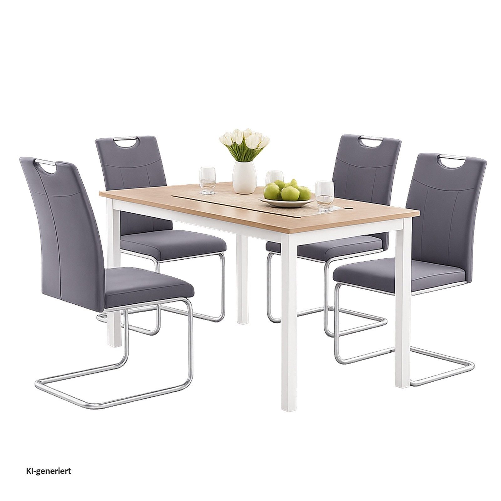 HTI-Line Freischwinger Schwingstuhl KellyC Grau 4er (Set, 4 St), Freischwinger Esszimmerstuhl