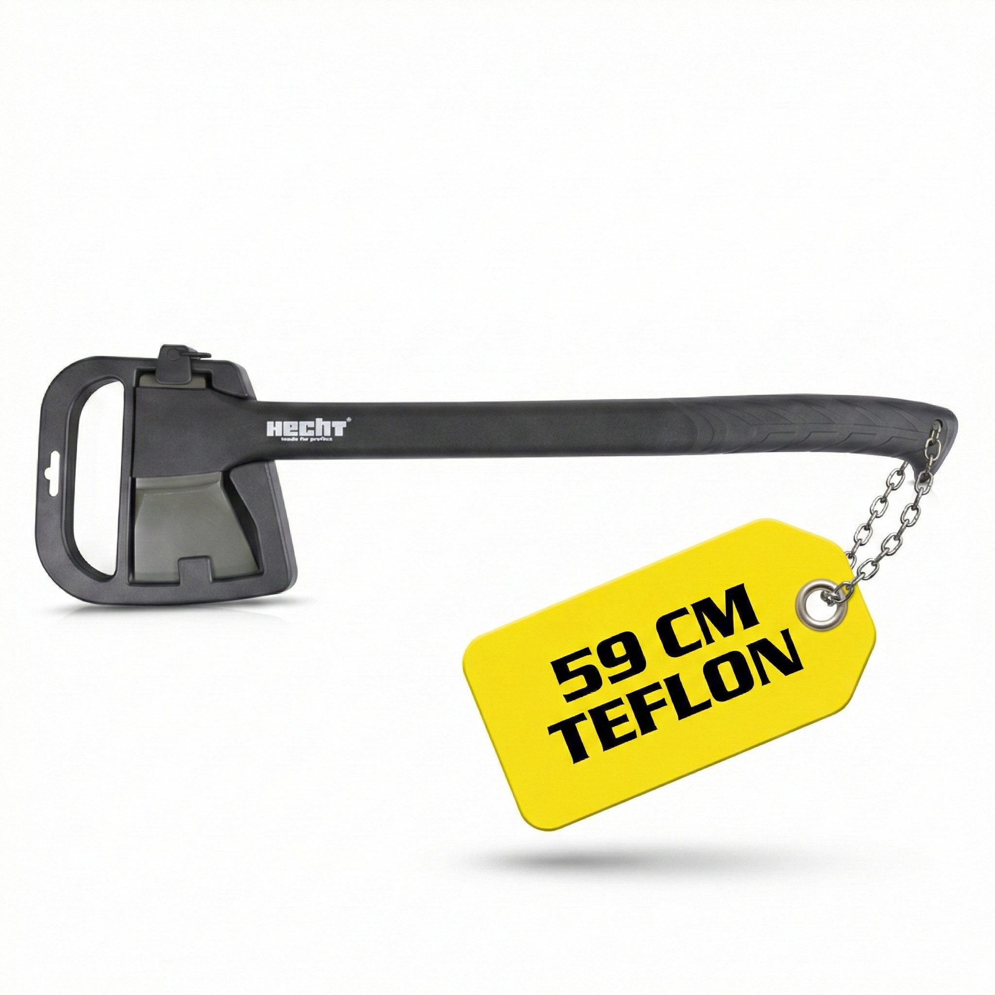 Hecht Spaltaxt Brennholz Holz Axt, 1,17kg für Garten, Baustelle, Wald, 59 cm Länge, Teflon beschichtet, Schutzkappe mit Tragegriff