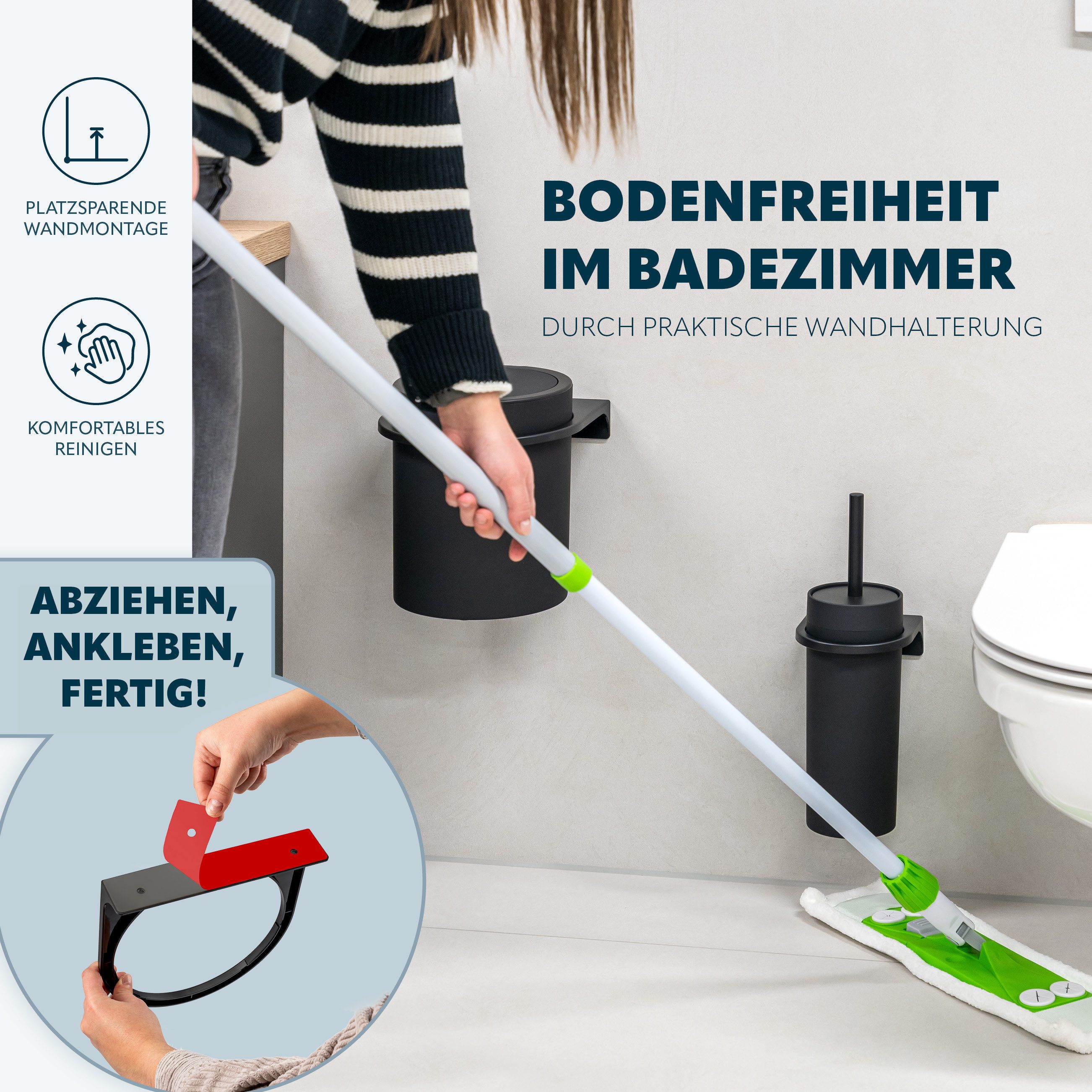 bremermann Kosmetikeimer Badeimer SAVONA inkl. Wandhalterung 5,5 Liter Kunststoff – Bild 3 von 5