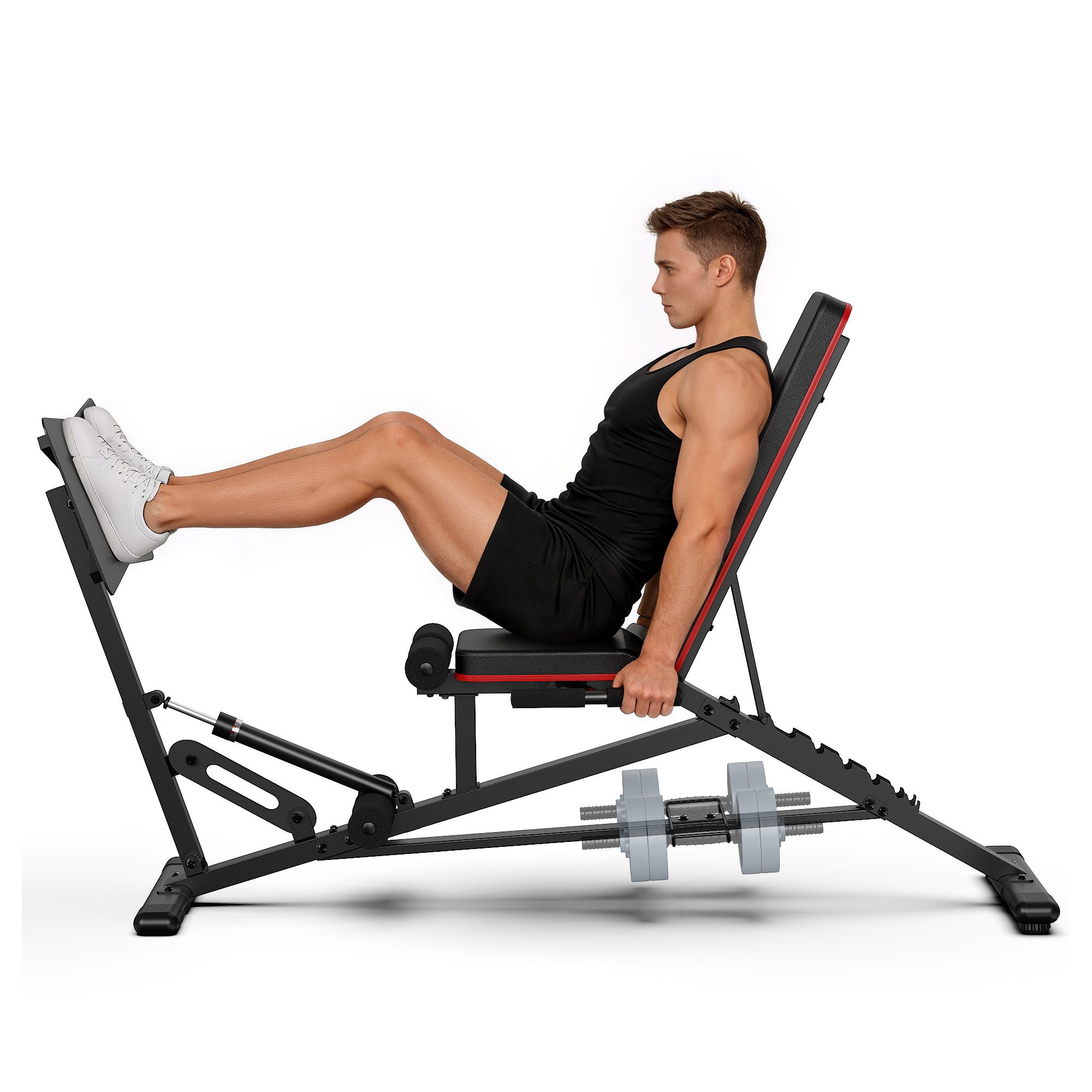 PASYOU Kraftstation PASYOU Beinpresse mit Hantelbank & Ablage - 550 kg Maximallast