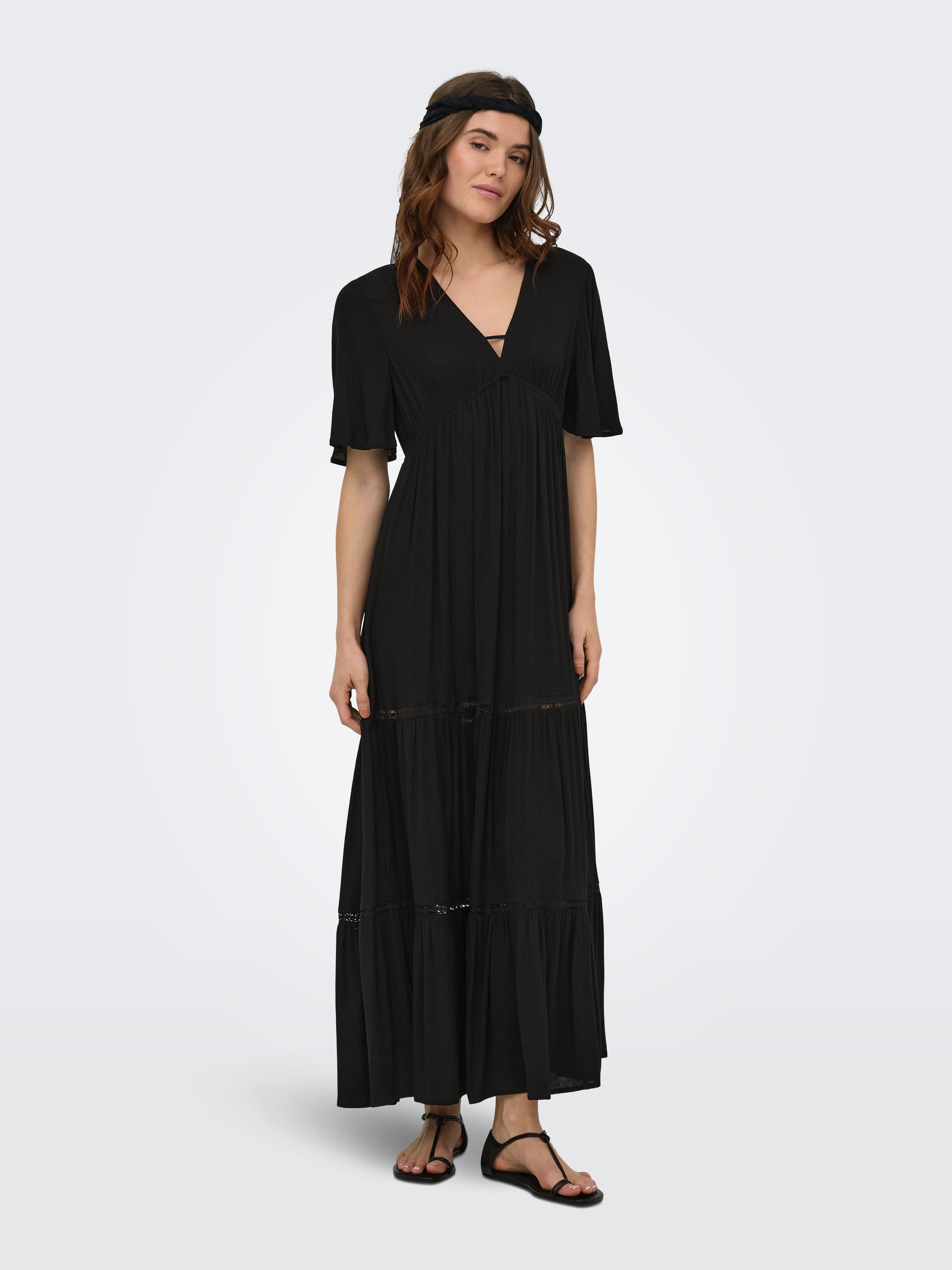 ONLY Maxikleid ONLMYA CHIARA S/S LONG V DRESS WVN Viskose