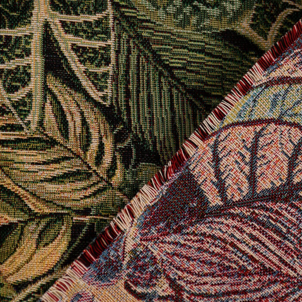 Stoff Dekostoff GobelPremium Houseplant Jungle Blätter grün schwarz 1,4m, mit Metallic-Effekt