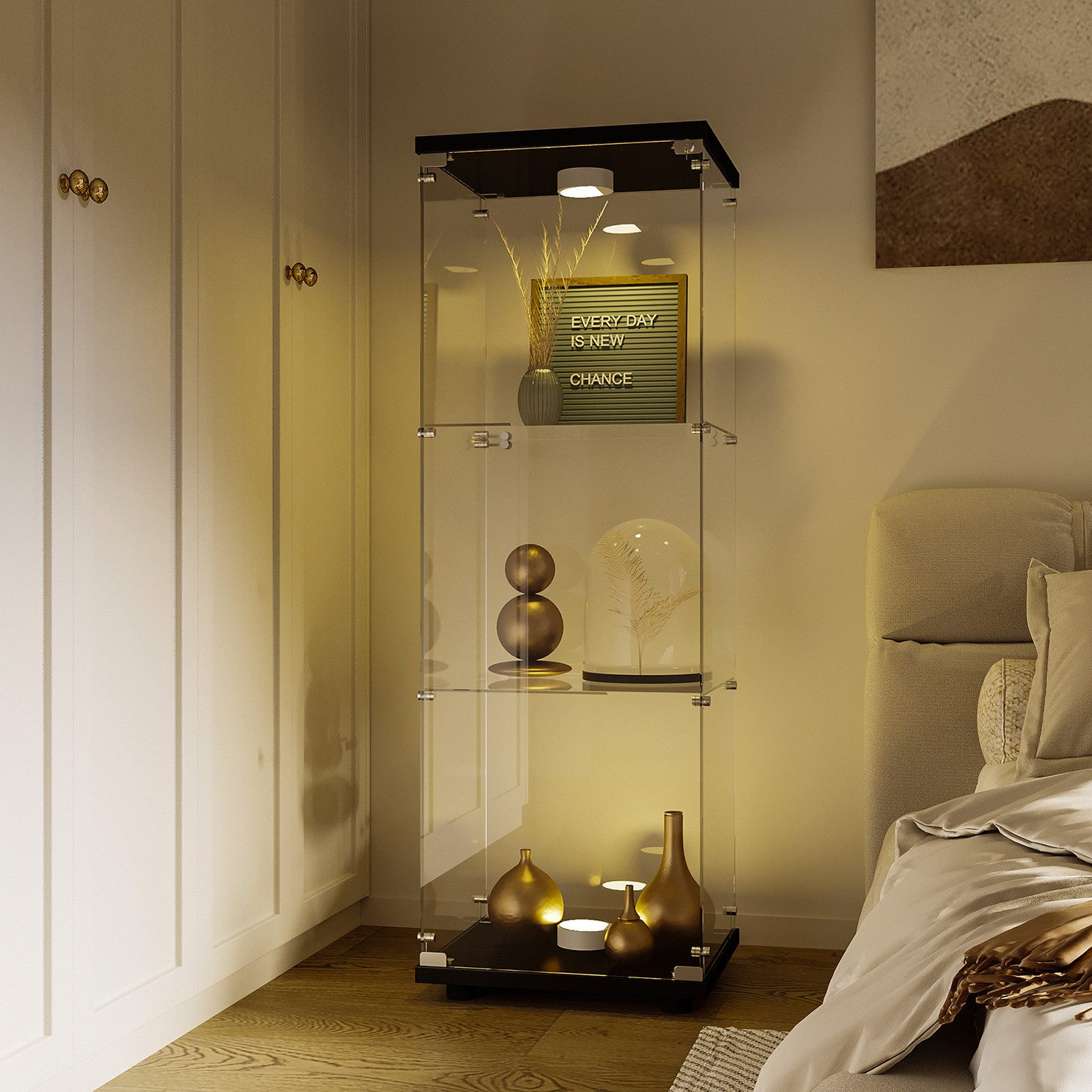 FUROKOY Glasvitrine Glas Standvitrinen, Drei/Zweifach-Vitrine aus günstig online kaufen