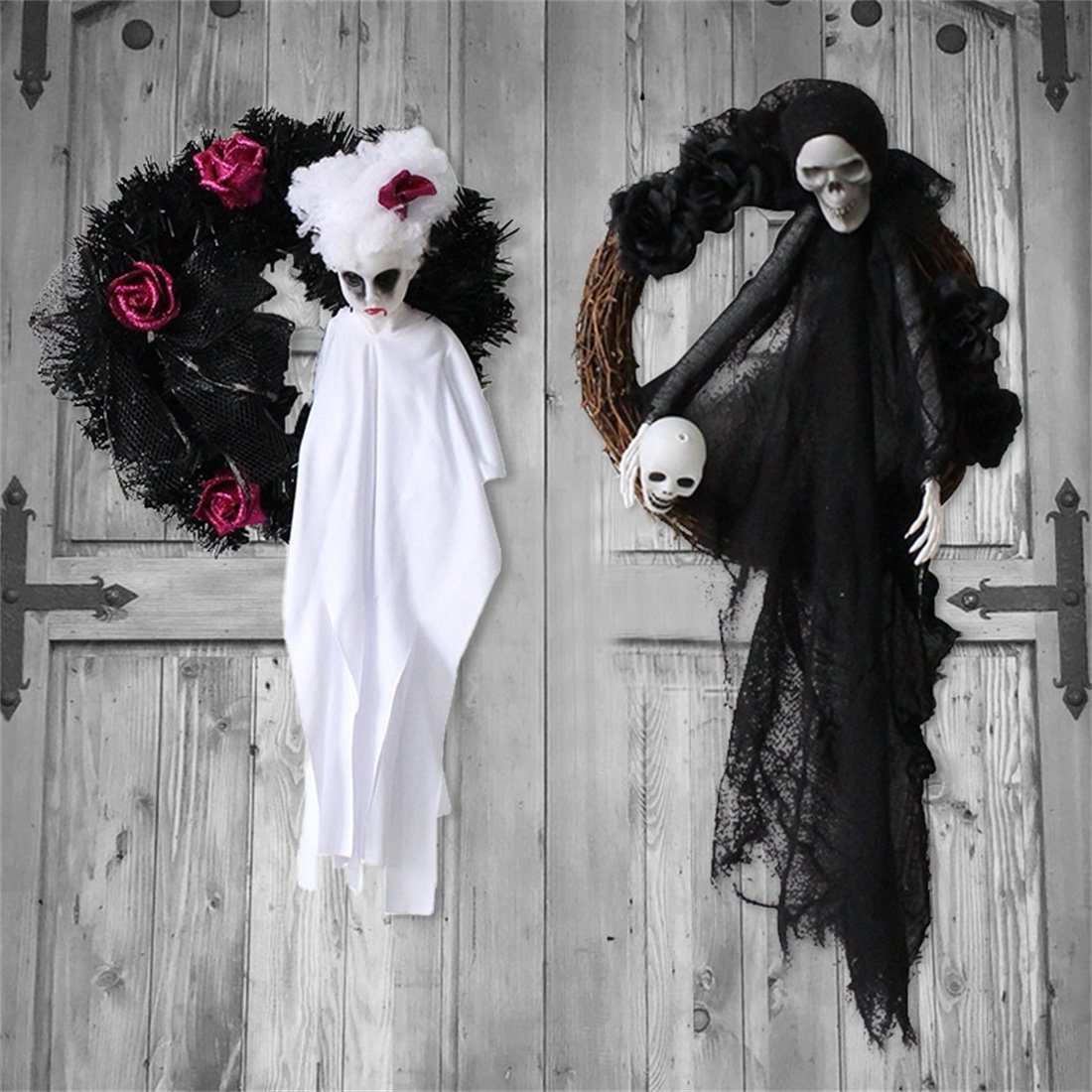 Girlandenanhänger, und Schwarzer Kunstgirlande DÖRÖY Party Up, Geist Halloween weißer Dress