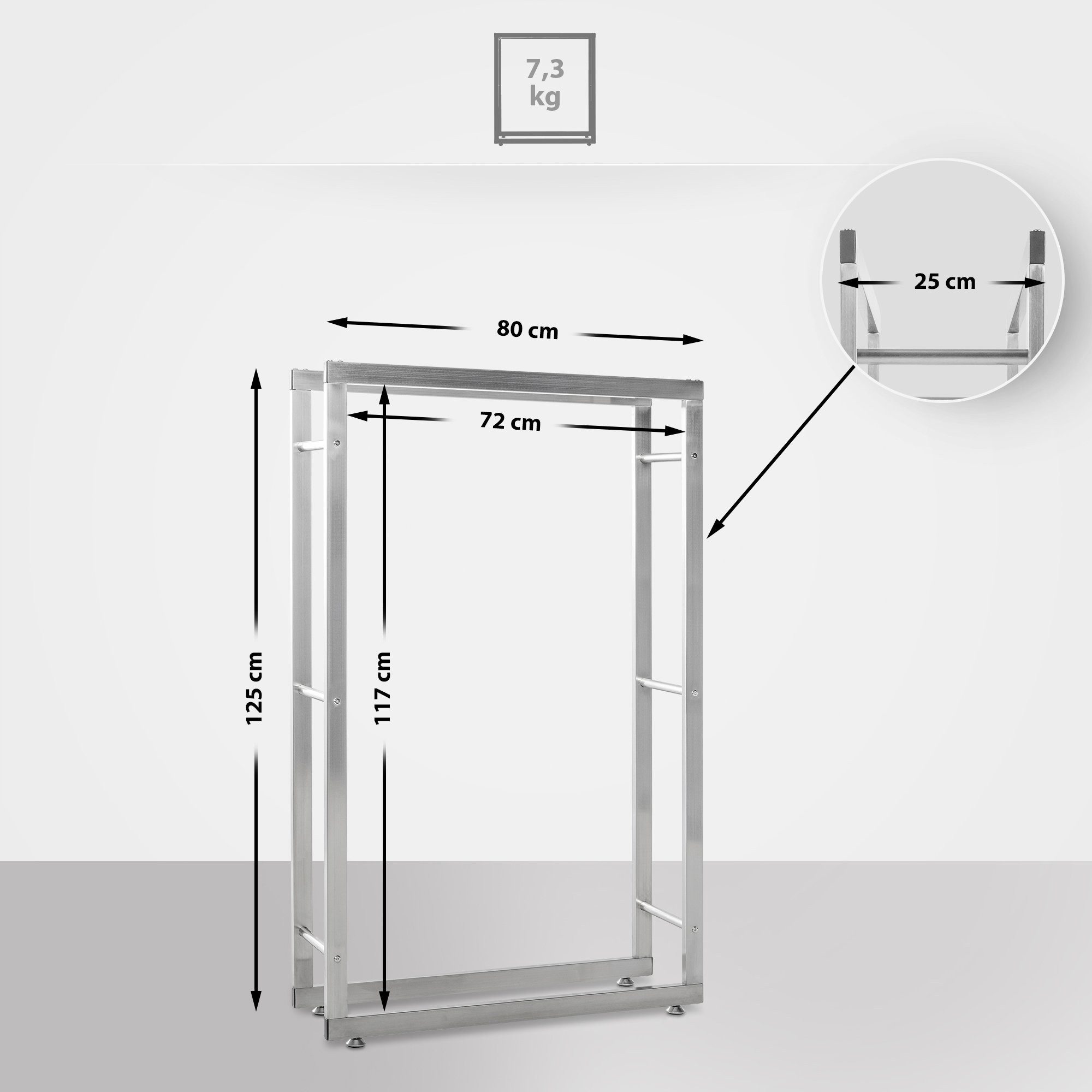 TPFLiving Kaminholzregal Brasa, BxTxH:80x25x125 cm, (Großzügige Ablagefläch günstig online kaufen