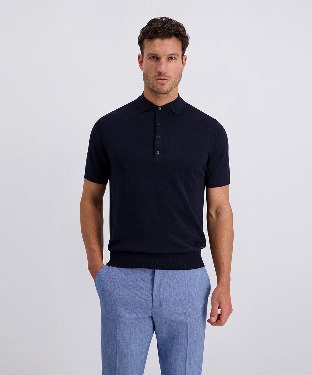 Pierre Cardin Poloshirt Strick Polo kurzarm mit Rippbündchen