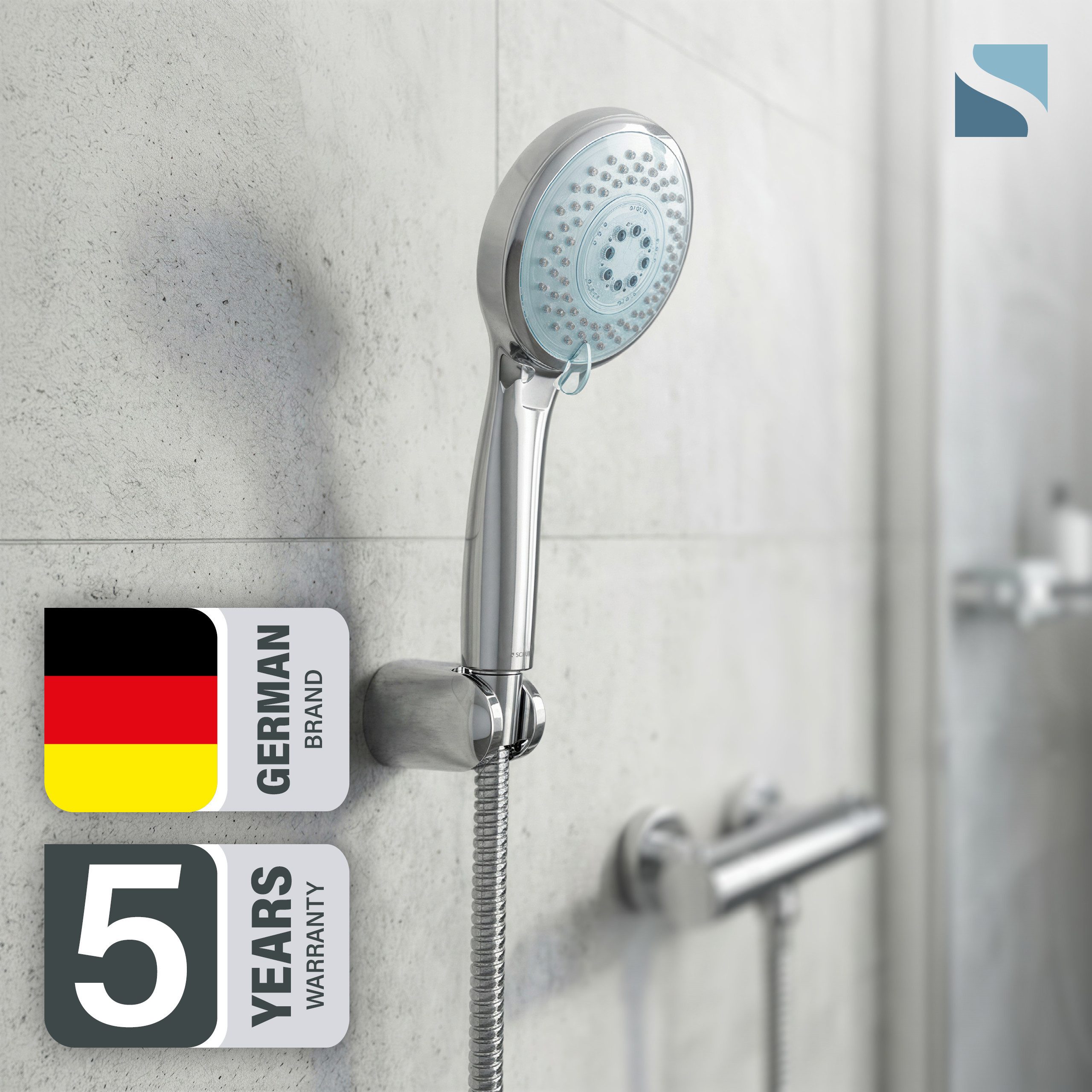 Schütte Handbrause, LED Wellness Duschkopf, 3 Strahlarten, Duschbrause mit 7 Farbvarianten