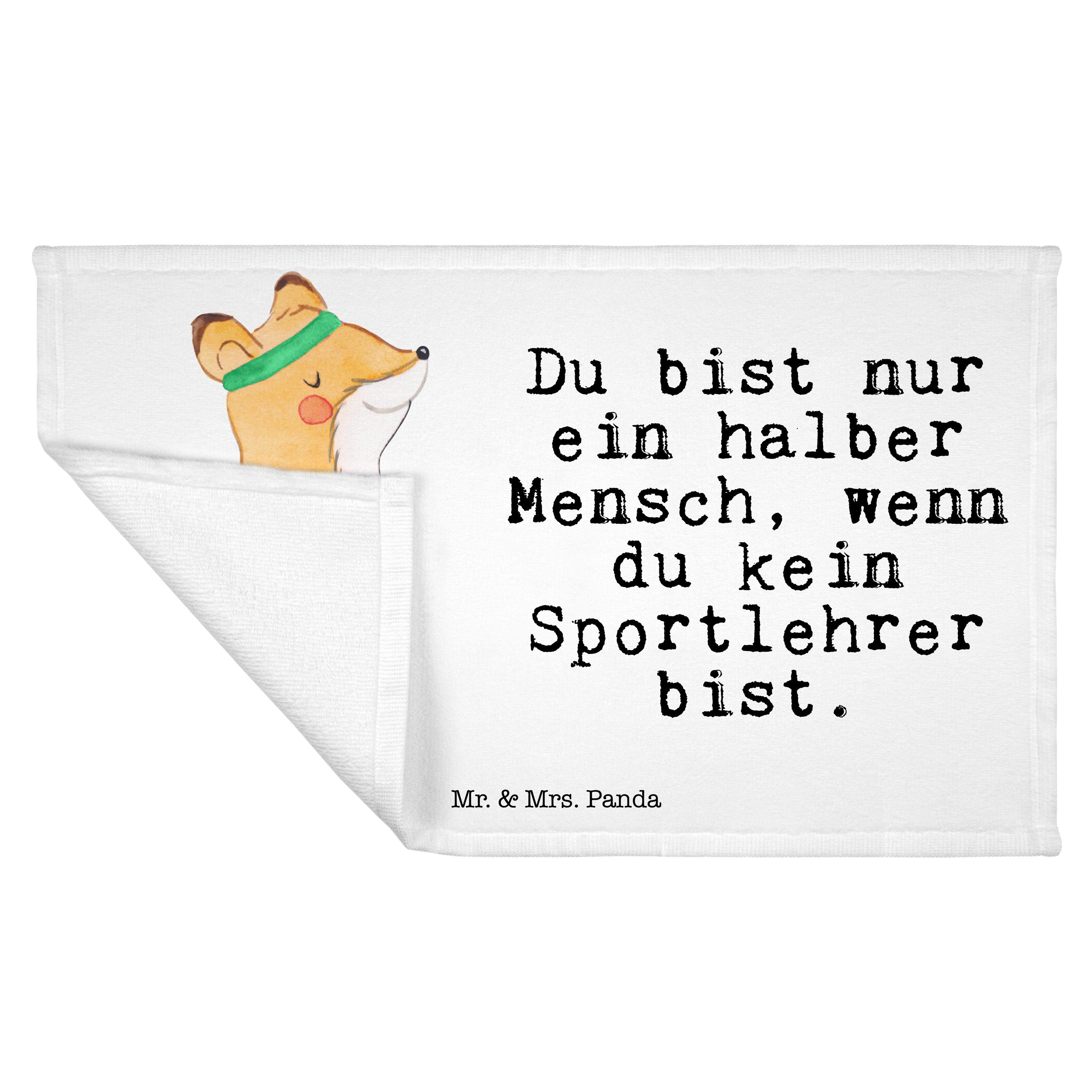 Mr. & Mrs. Panda Handtuch Sportlehrer mit Herz - Weiß - Geschenk, Gästetuch, Sport Handtuch, Fr, (1-St)