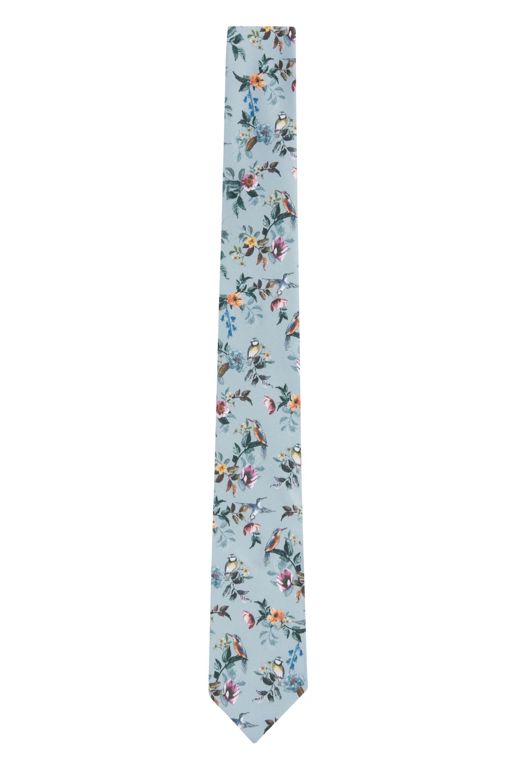 Bird Floral Next Krawatte Gemusterte Blue Light Krawatte (1-St)