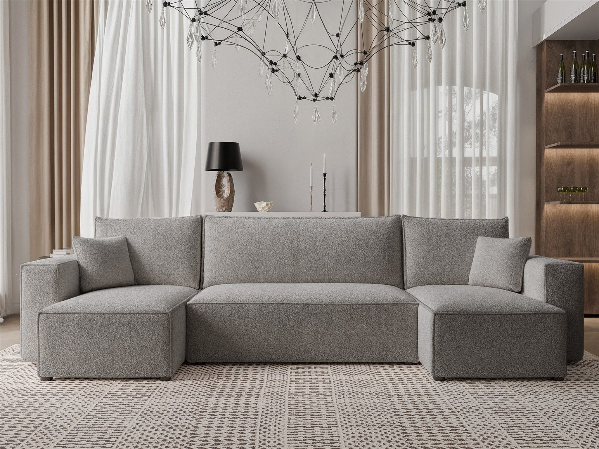 Fun Möbel Wohnlandschaft Sofa mit Schlaffunktion ADARA in Stoff