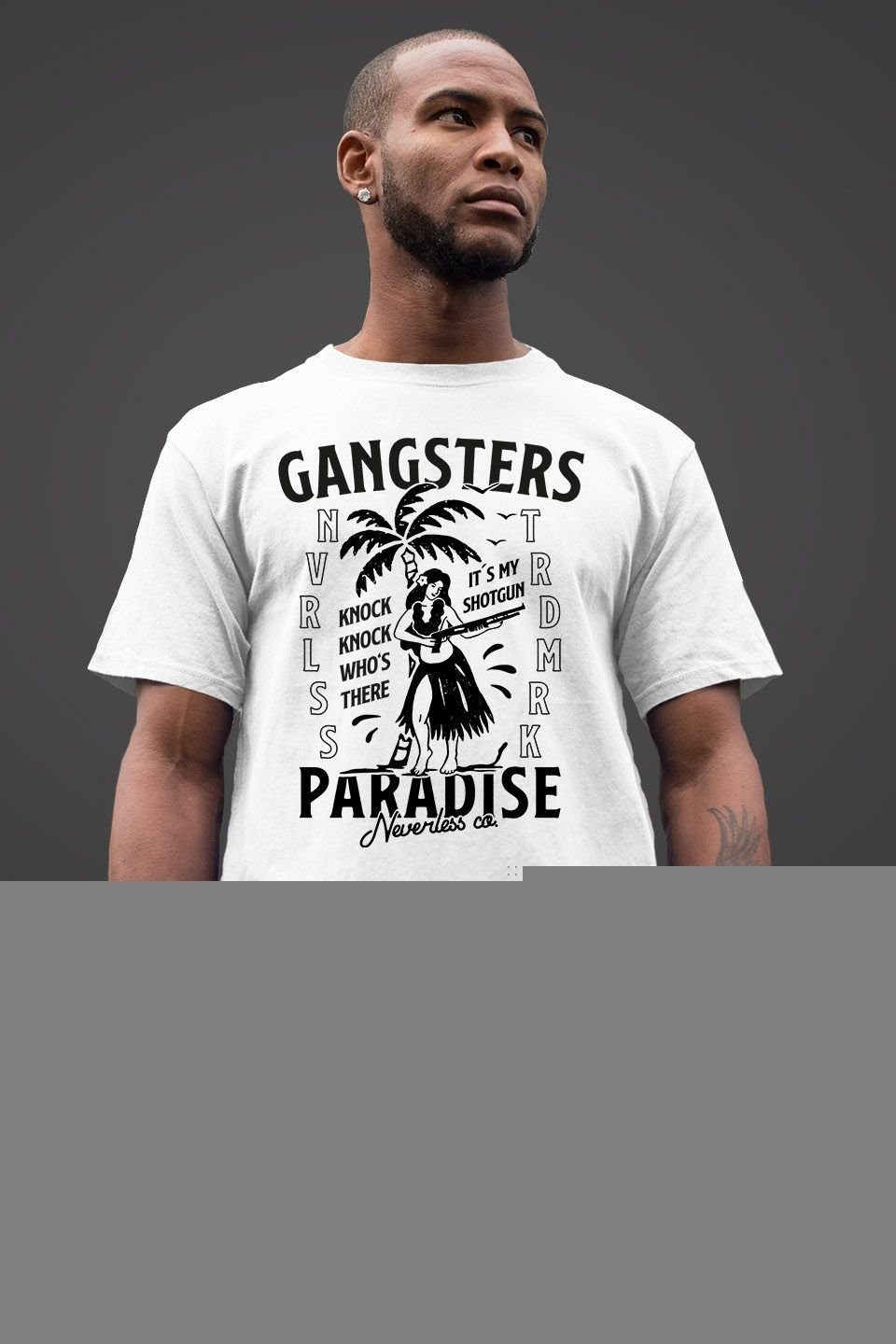 mit Printshirt T-Shirt Fashion Print Gangsters T-Shirt weiß Print-Shirt Neverless Rapper Rap Herren Neverless® Streetstyle Paradise