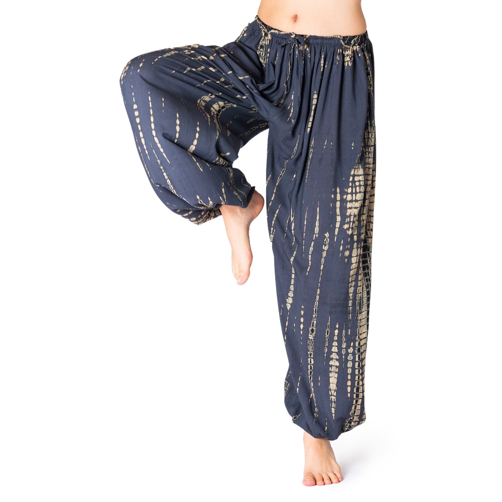 PANASIAM Haremshose Tie-Dye Haremshose Sommerhose aus 100% Viskose Schlupfhose mit Taschen Freizeithose Unisex Lounge-Hose lockere Strandhose Pumphose Jogger